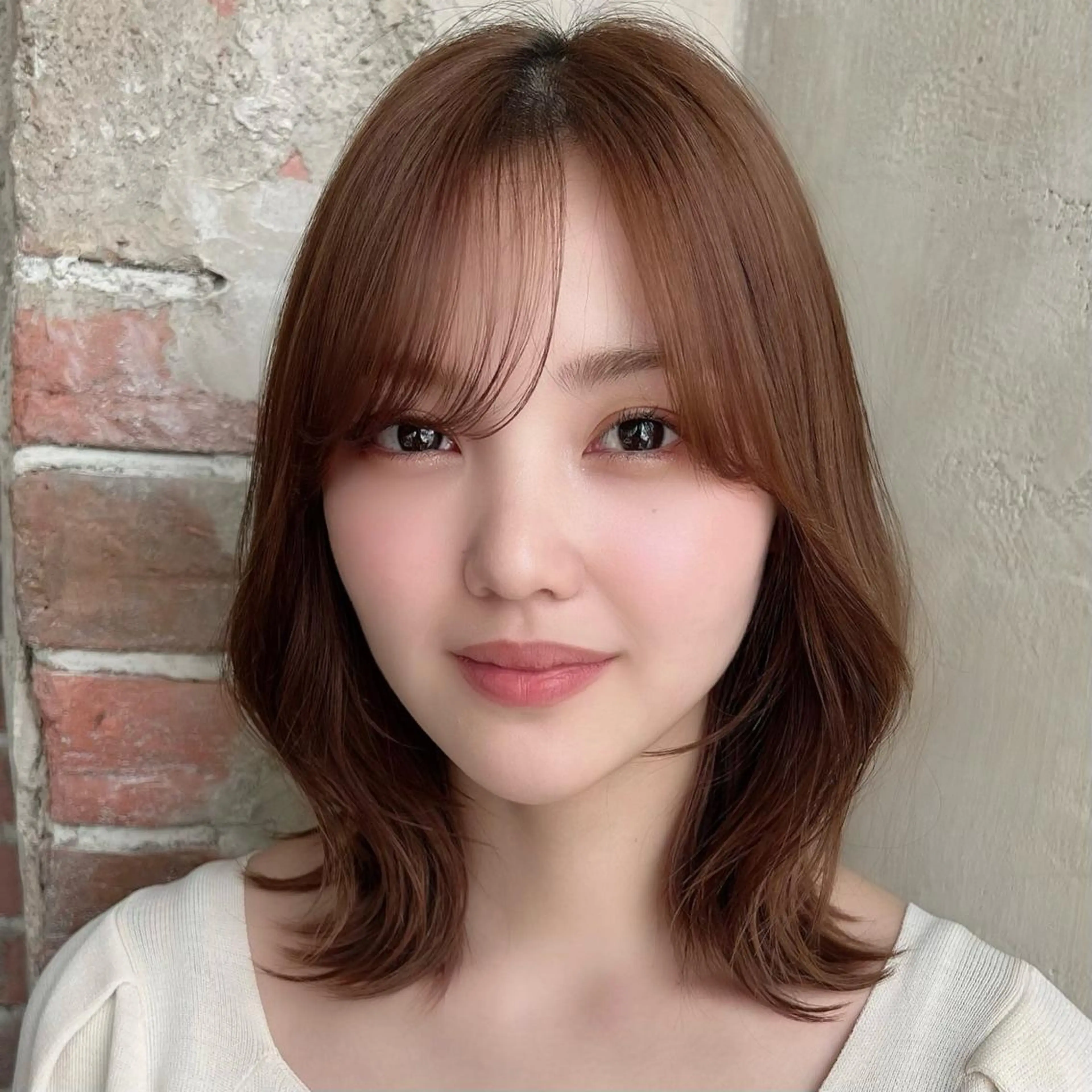 ミディアム カラー ベージュカラー ブラウンカラー くびれヘア 髪質改善 縮毛矯正 🧡くびれヘア/前髪 顔周り🧡久原結衣のヘアスタイル