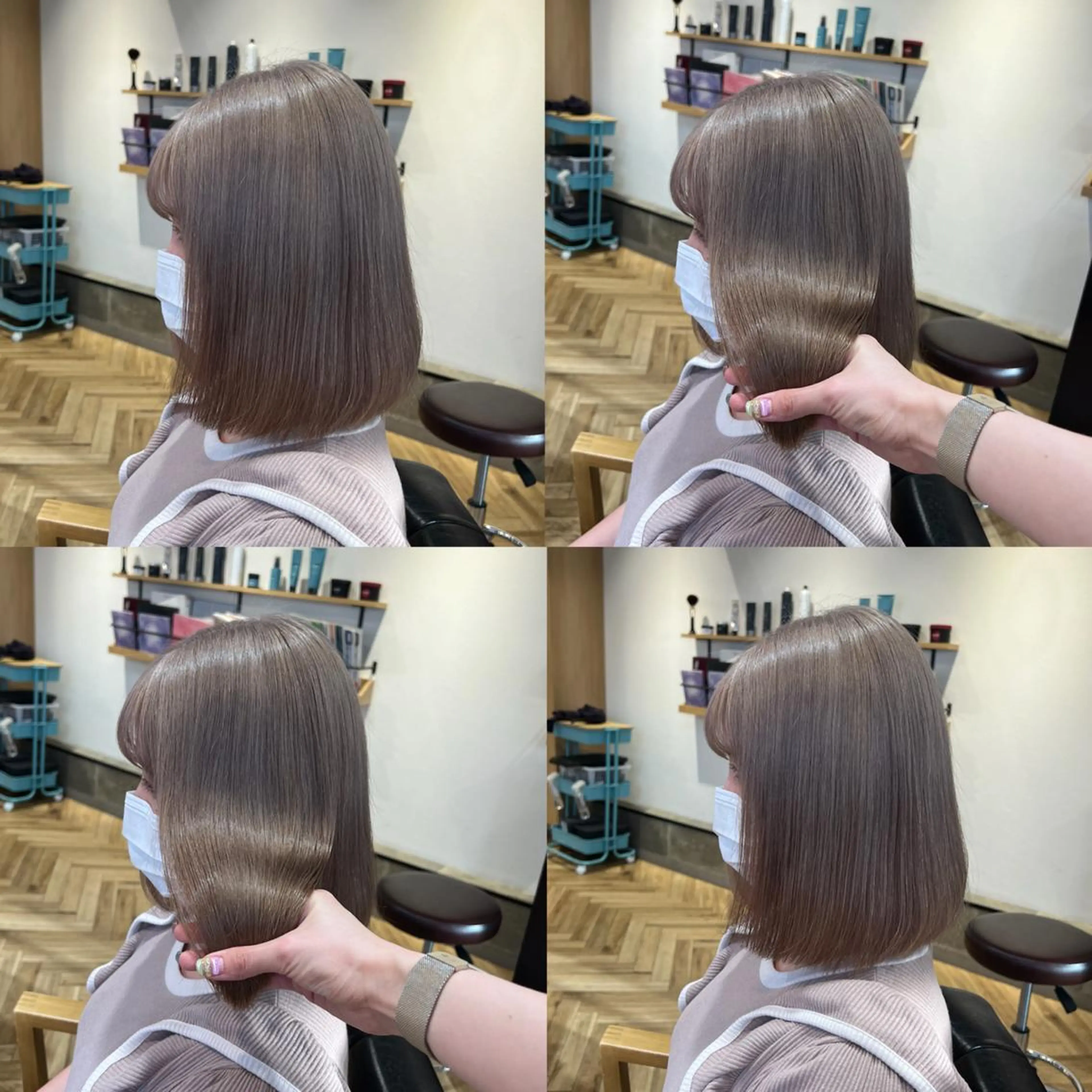 ミディアム カラー グレージュ 艶カラー/韓国顔周り 🎀mamiのヘアスタイル