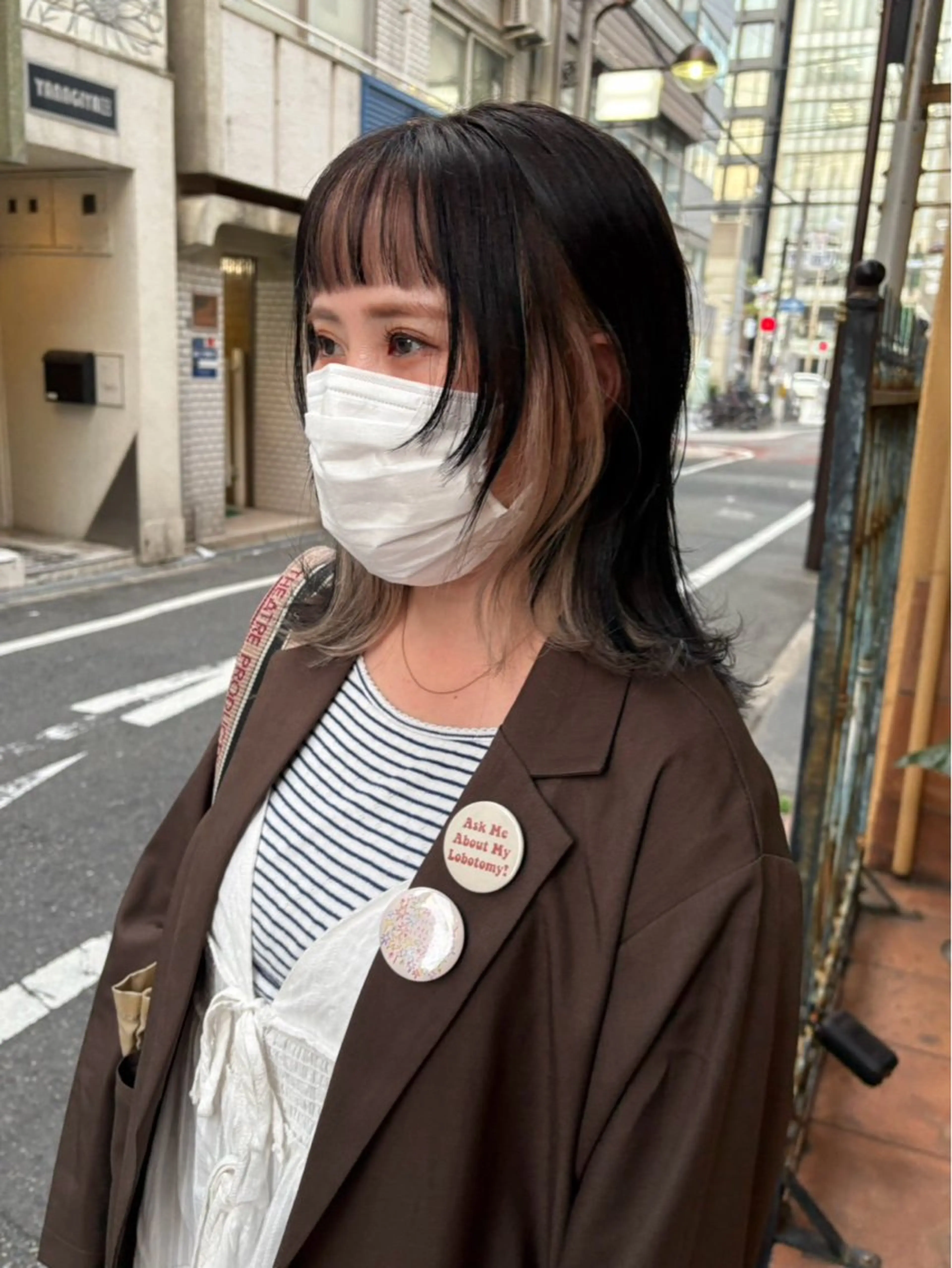 ミディアム カラー インナーカラー ウルフカット ヘアカラー ふうか 心斎橋美容室のヘアスタイル