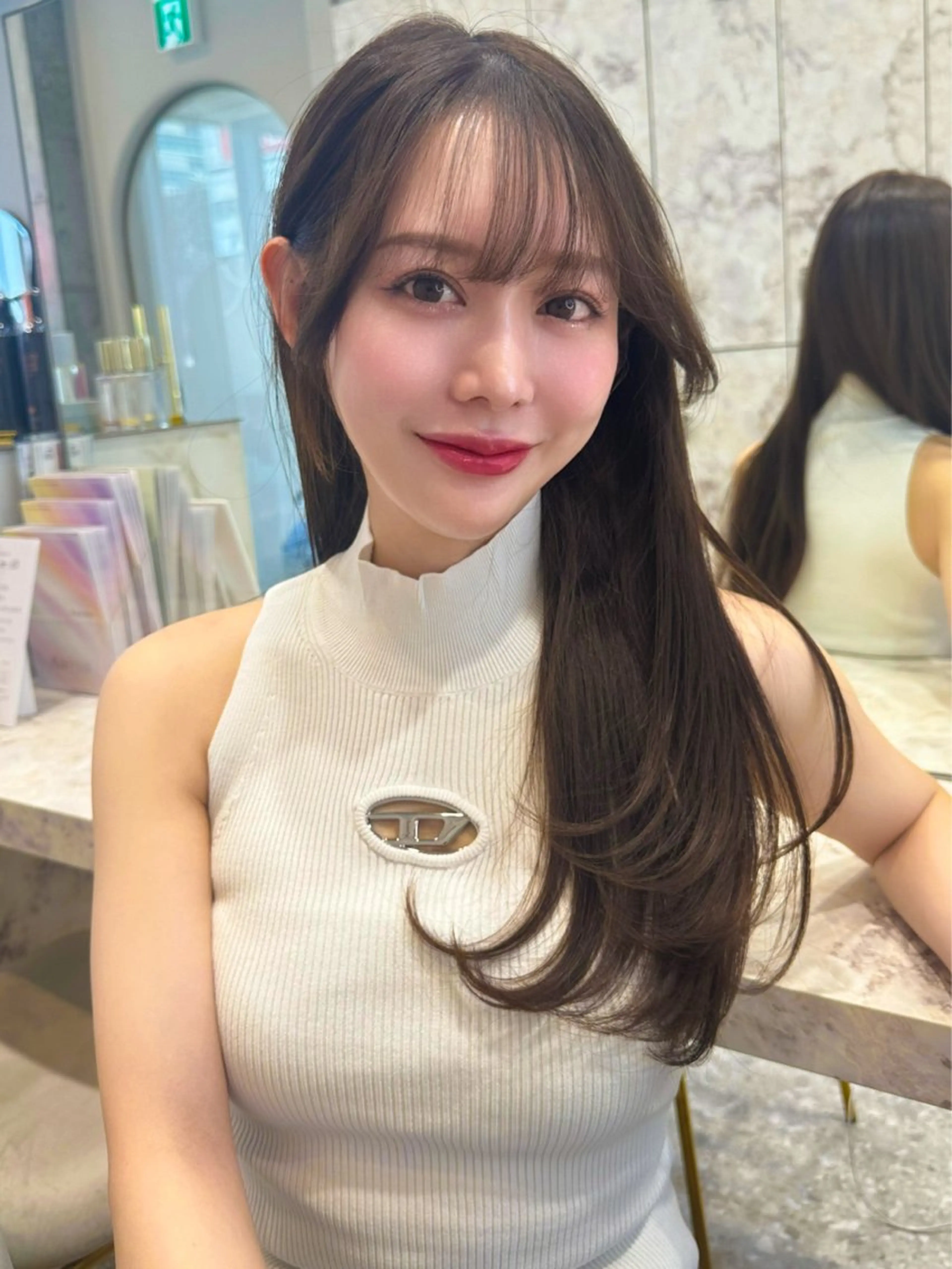 セミロング カラー レイヤーカット カット ヘアカラー トリートメント 新宿/韓国風レイヤー 髪質改善/渋谷直樹のヘアスタイル