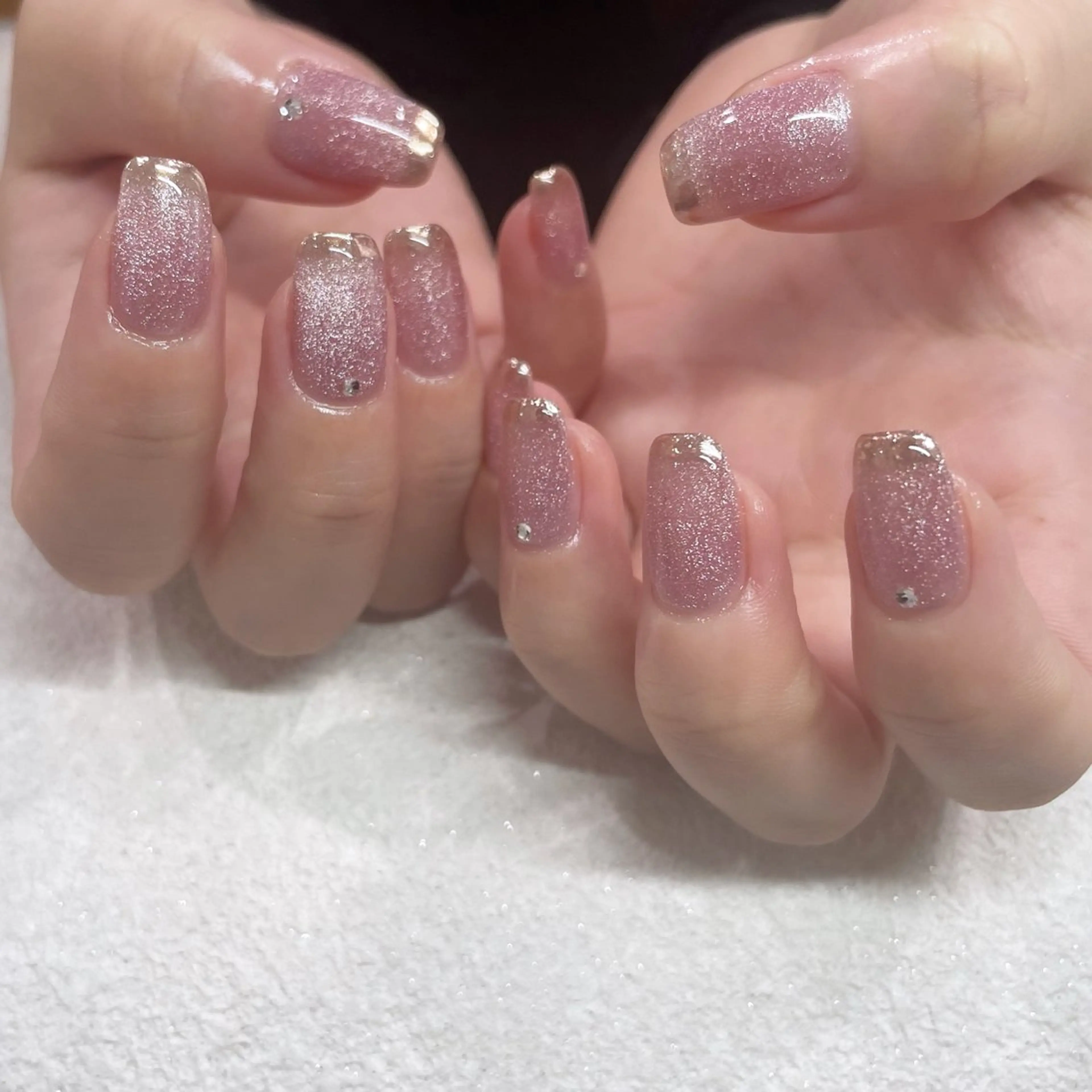 ネイル フレンチネイル マグネットネイル ミラーネイル ピンク パラジェルサロン 大人女性が通うサロンのネイルデザイン