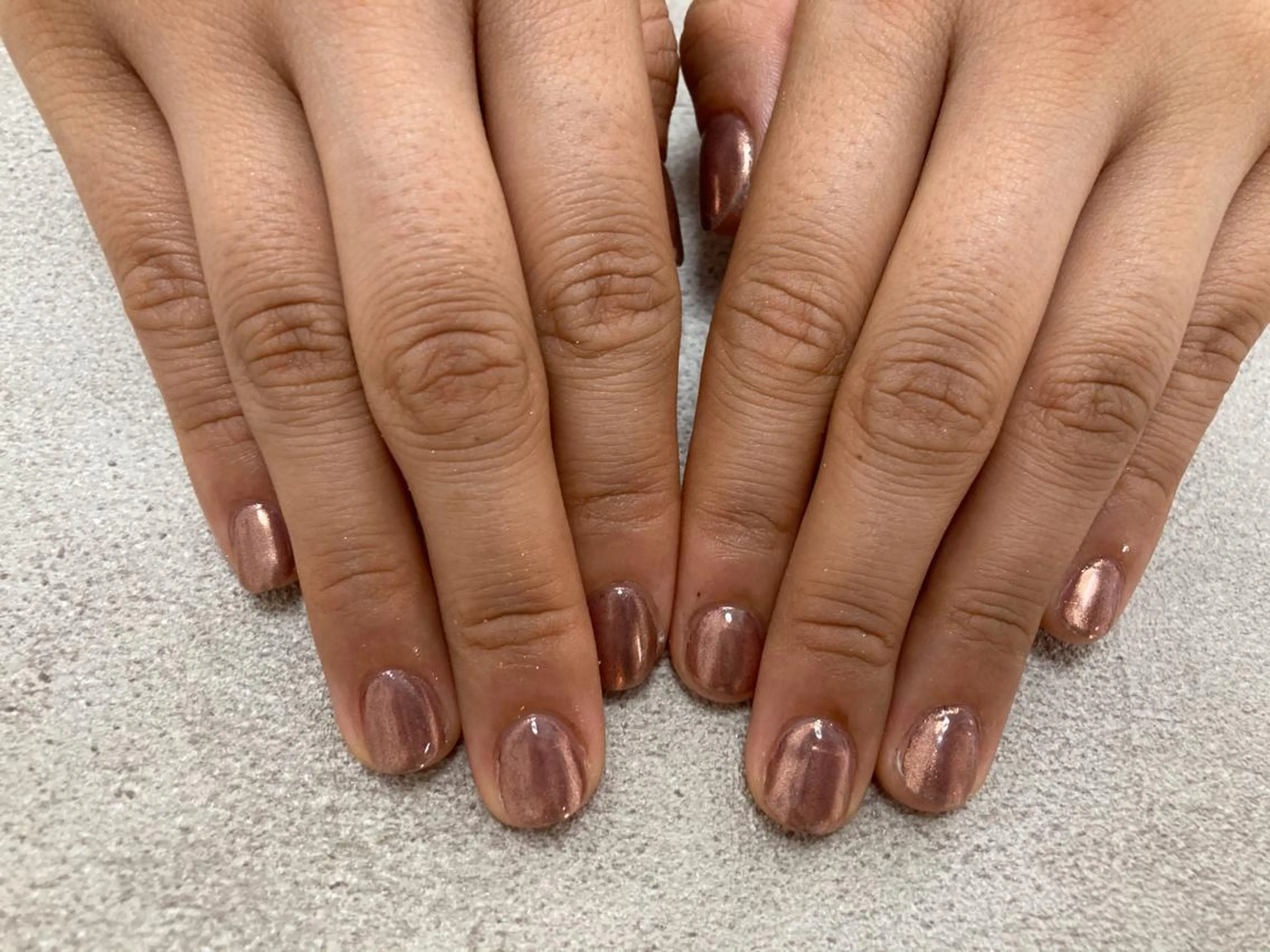 ネイル ブラウン ミラーネイル ハンドネイル Mogu nail 二子玉川のネイルデザイン