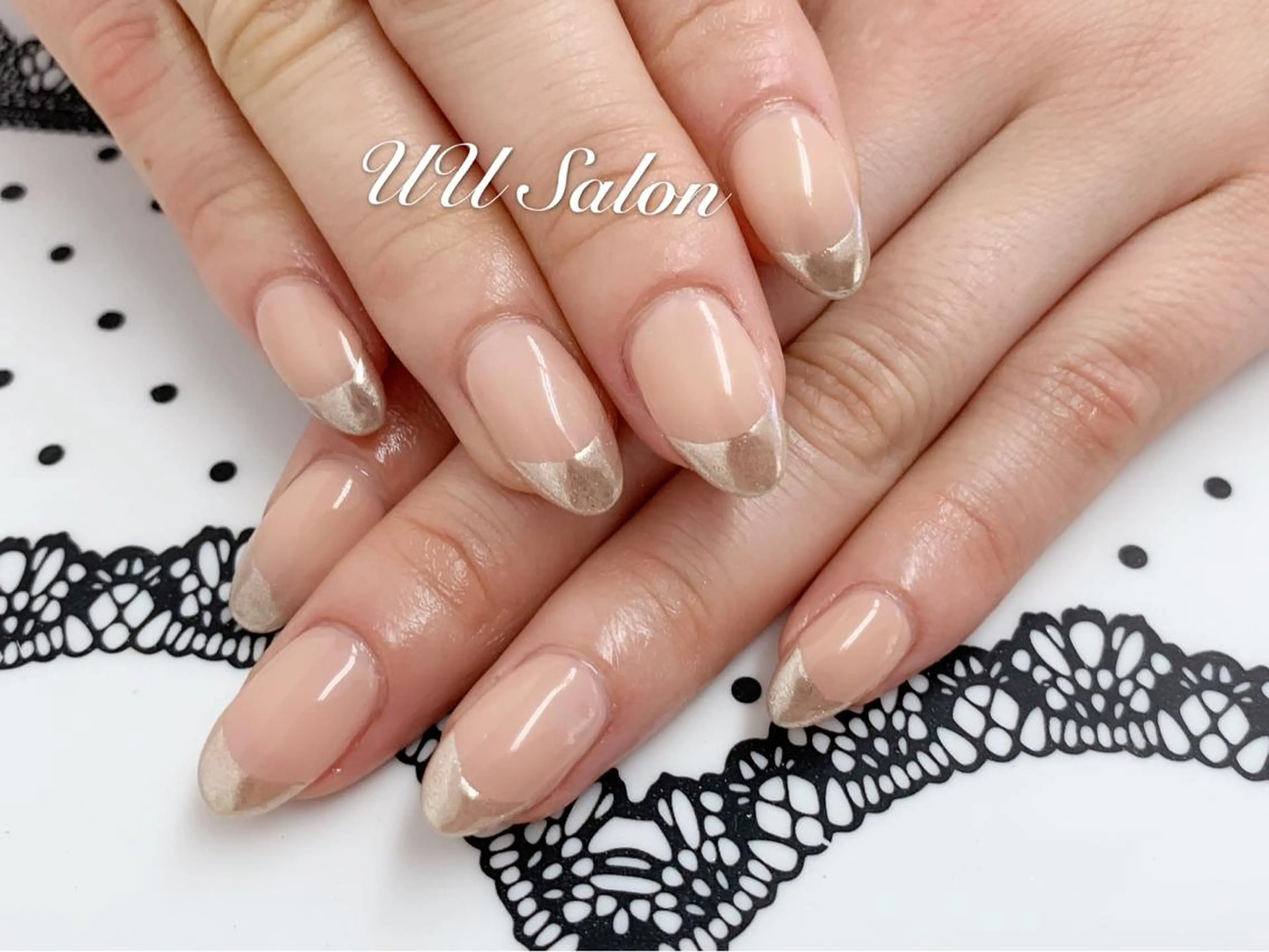 ネイル フレンチネイル ミラーネイル ピンク UU Salon所属・UU ゆきのネイルデザイン