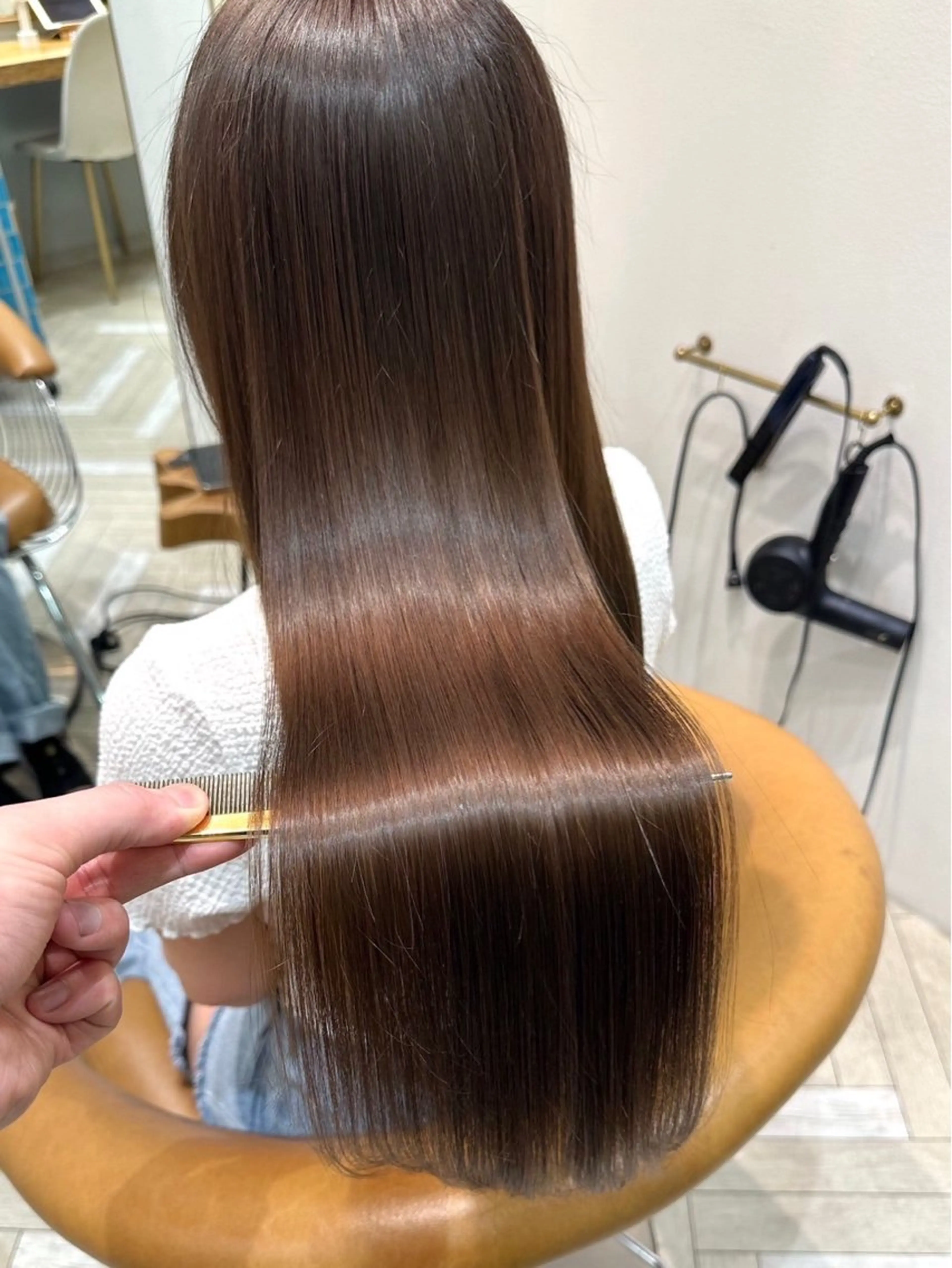 ロング パーマ ストレートパーマ ボブ/レイヤーボブ/ 髪質改善/梶川 夏季のヘアスタイル