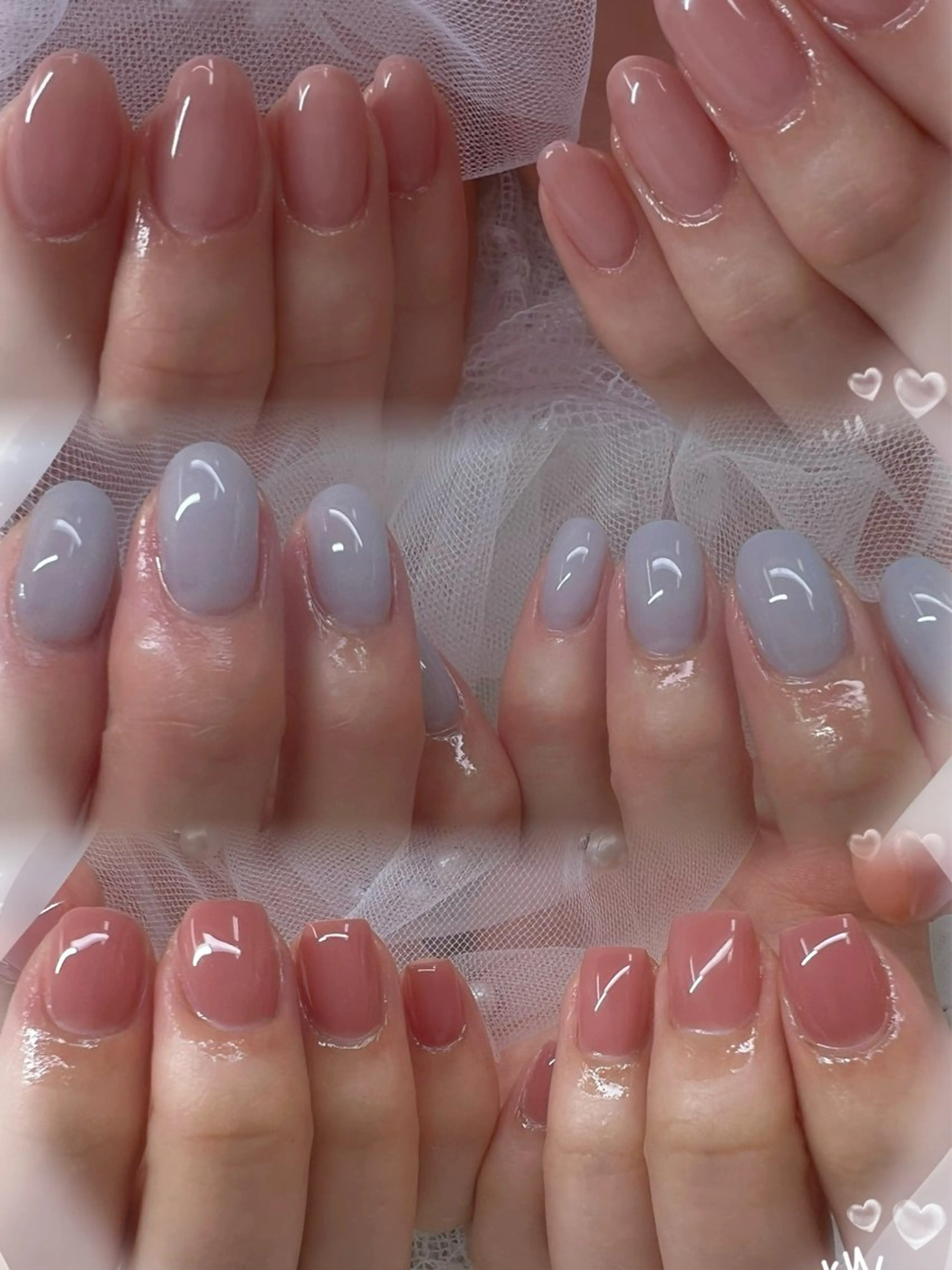 ネイル チークネイル フレンチネイル ガーリー ガラスフレンチ グラデーション ハンドネイル ハンドケア Chill Nailsalonのネイルデザイン