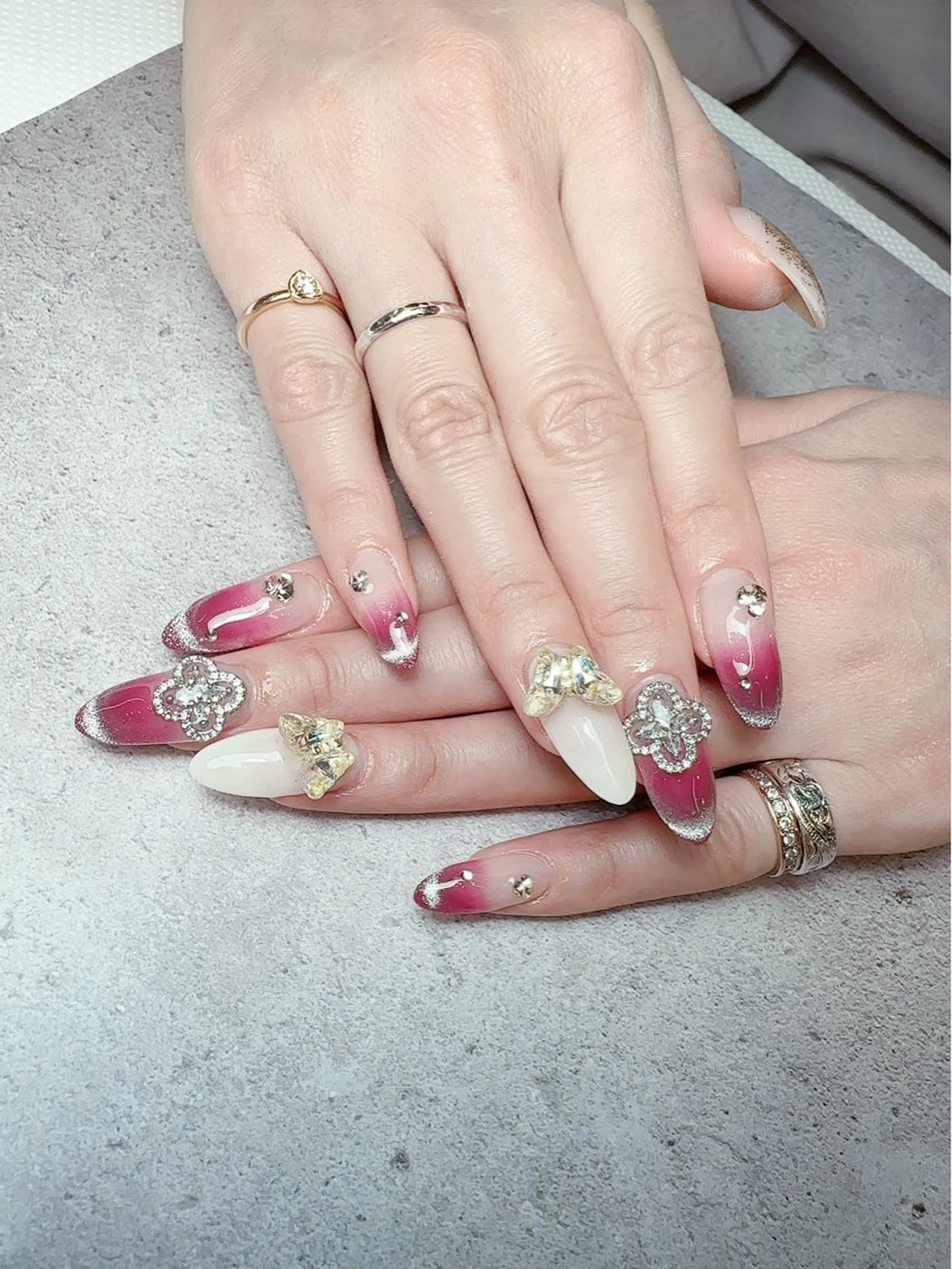 ネイル アートネイル 入学式 ハート マグネットネイル 持ち込み ハンドネイル nail salon    Mimiy..所属・Nailsalon Mimiy..♡のネイルデザイン