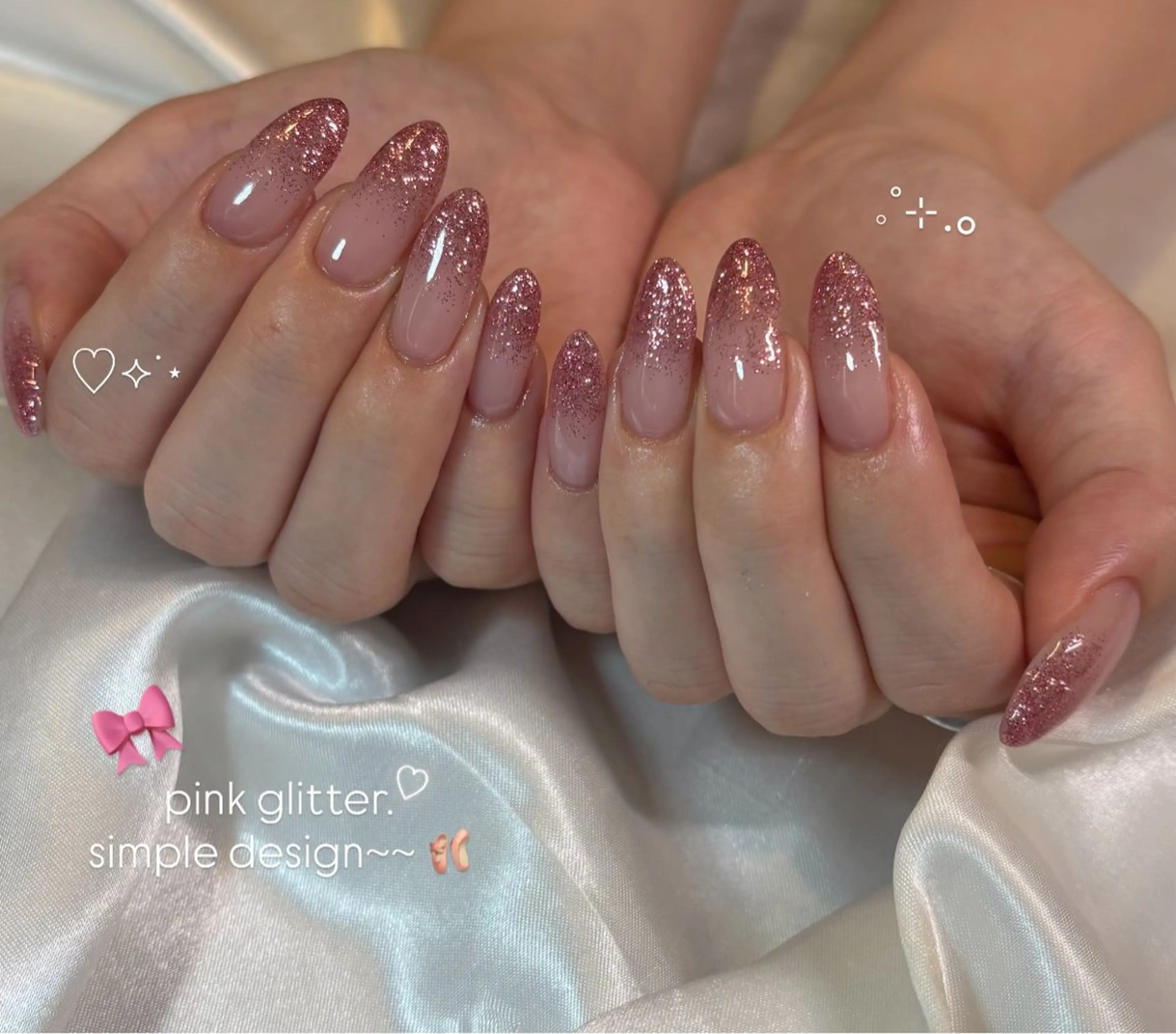 ネイル グラデーション ハート 韓国ネイル ラメ(グリッター) ラメグラデーション Chat　noir所属・【chatnoir】 MIYUのネイルデザイン