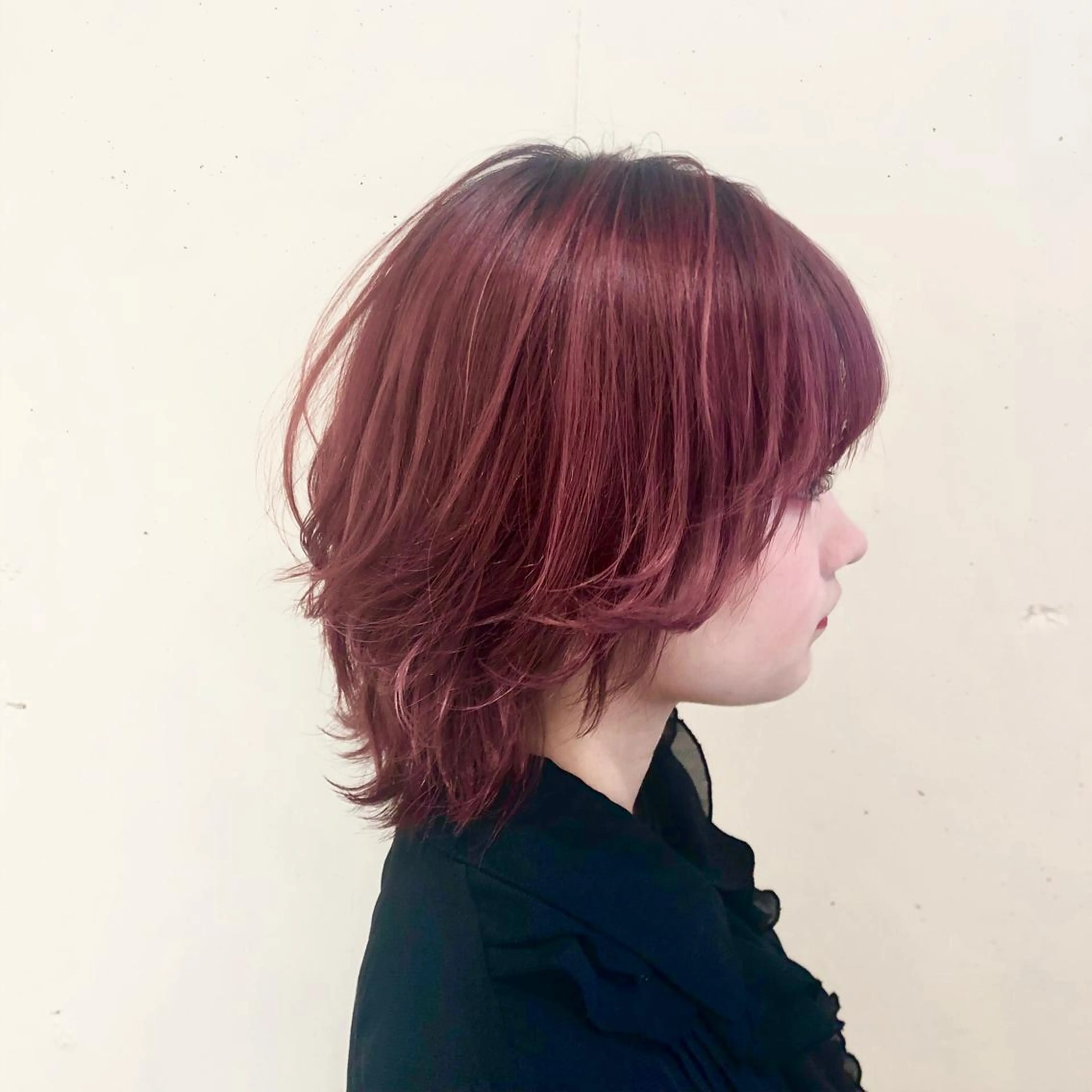 ミディアム カラー パーマ ヘアアレンジ バレイヤージュ ブリーチ ハイライトカラー ハイトーンカラー レッドカラー 【ツヤ髪美容師】 ツダケイスケのヘアスタイル