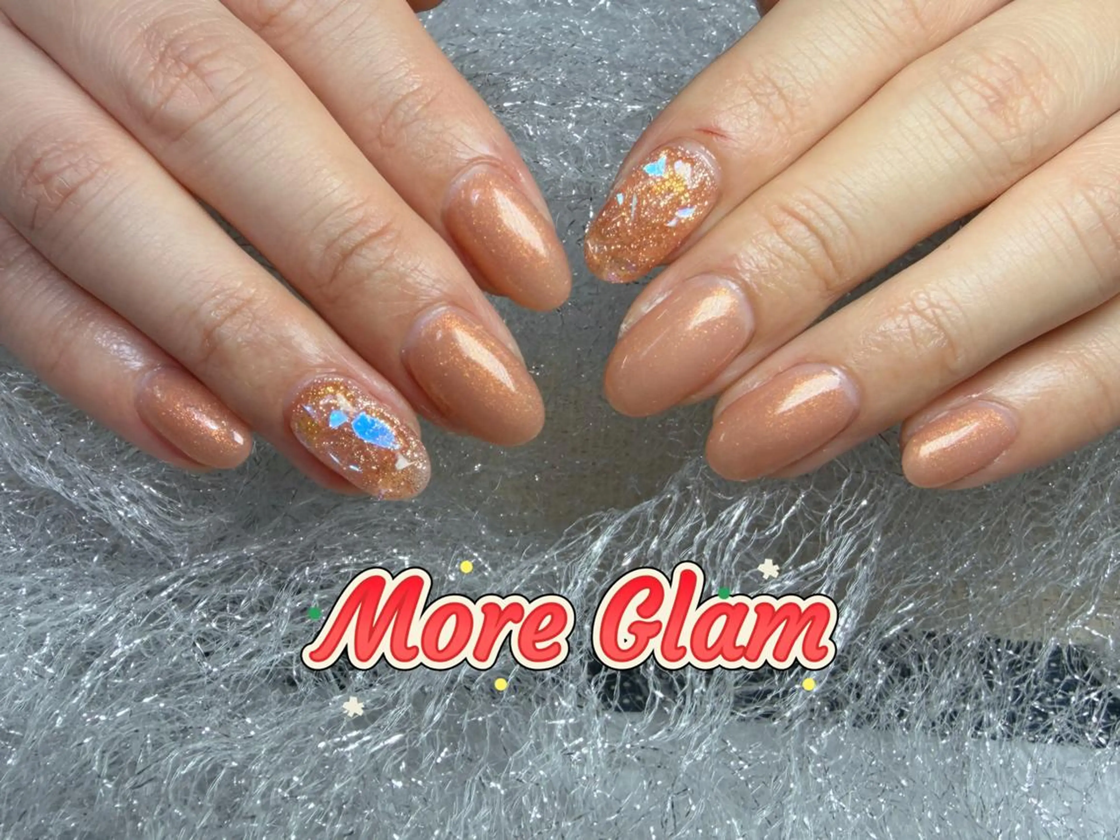 ネイル 長さ出し フットネイル フレンチネイル ジェルネイル ガラスフレンチ MoreGlam ネイルのネイルデザイン