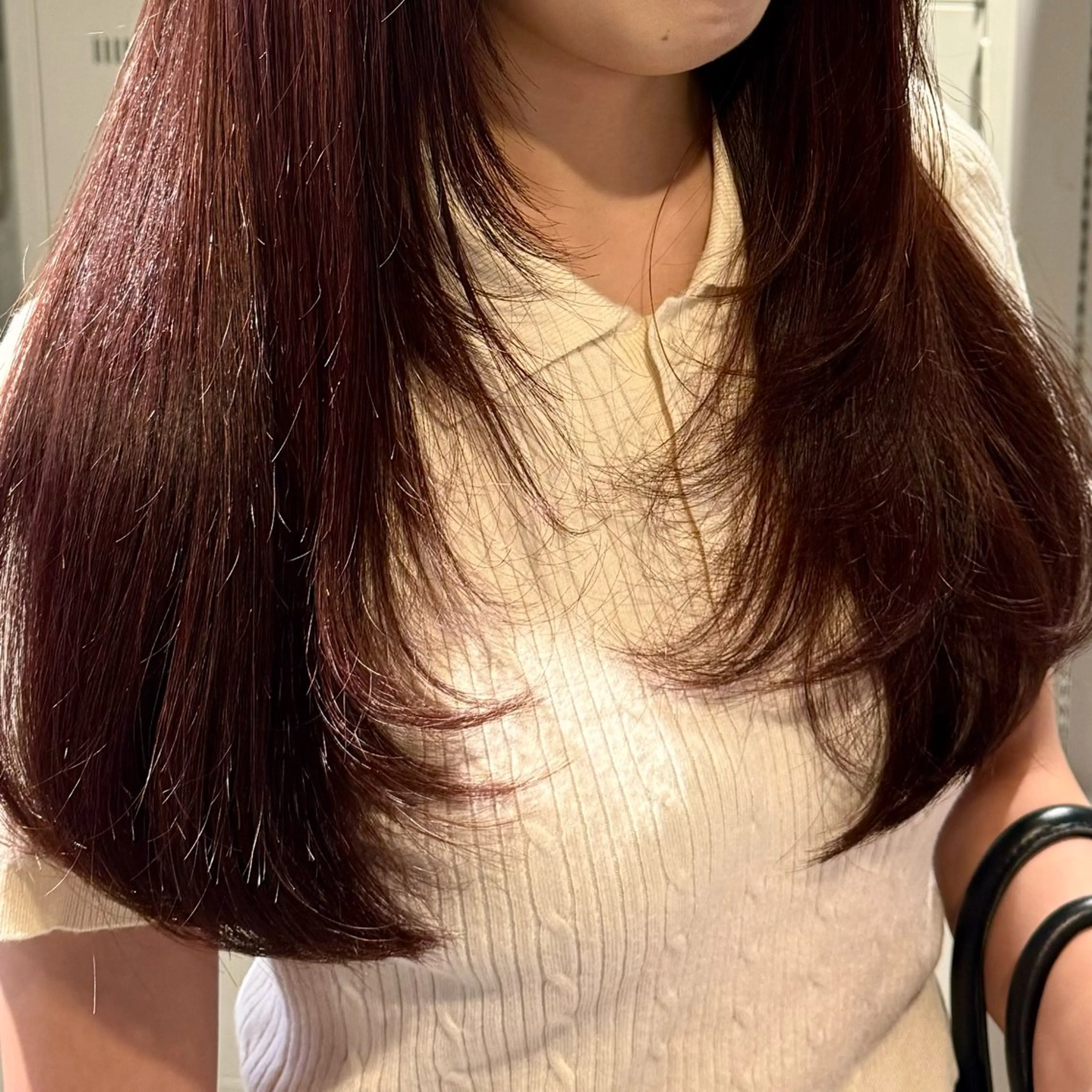 セミロング カラー ヘアアレンジ ブラウンカラー ピンクカラー ピンクブラウン レイヤーカット カット ヘアカラー トリートメント ヘッドスパ ヘアセット 顔まわりカット の達人のヘアスタイル