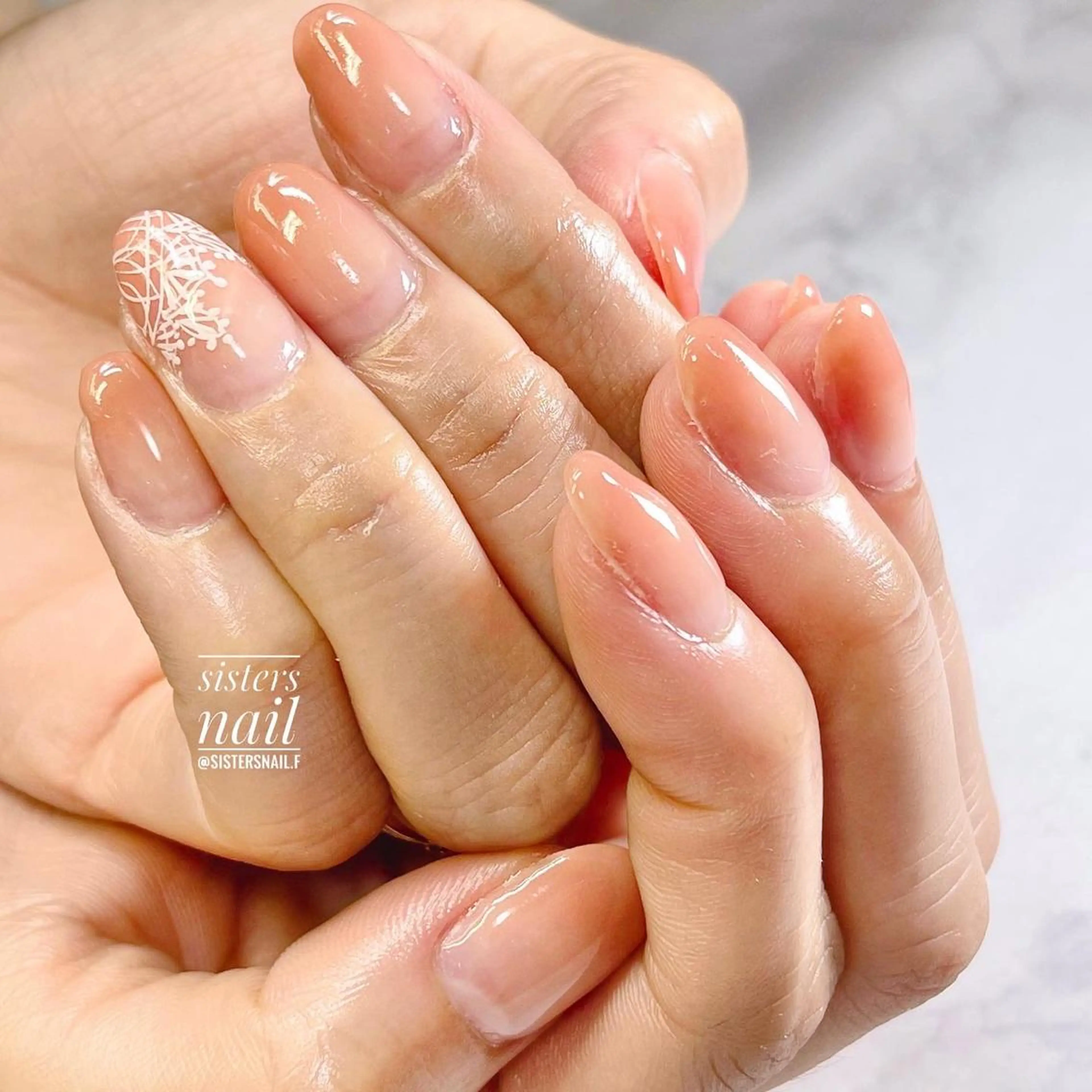 ネイル アートネイル ジェルネイル グラデーション レース オフィスネイル sisters nail.fのネイルデザイン