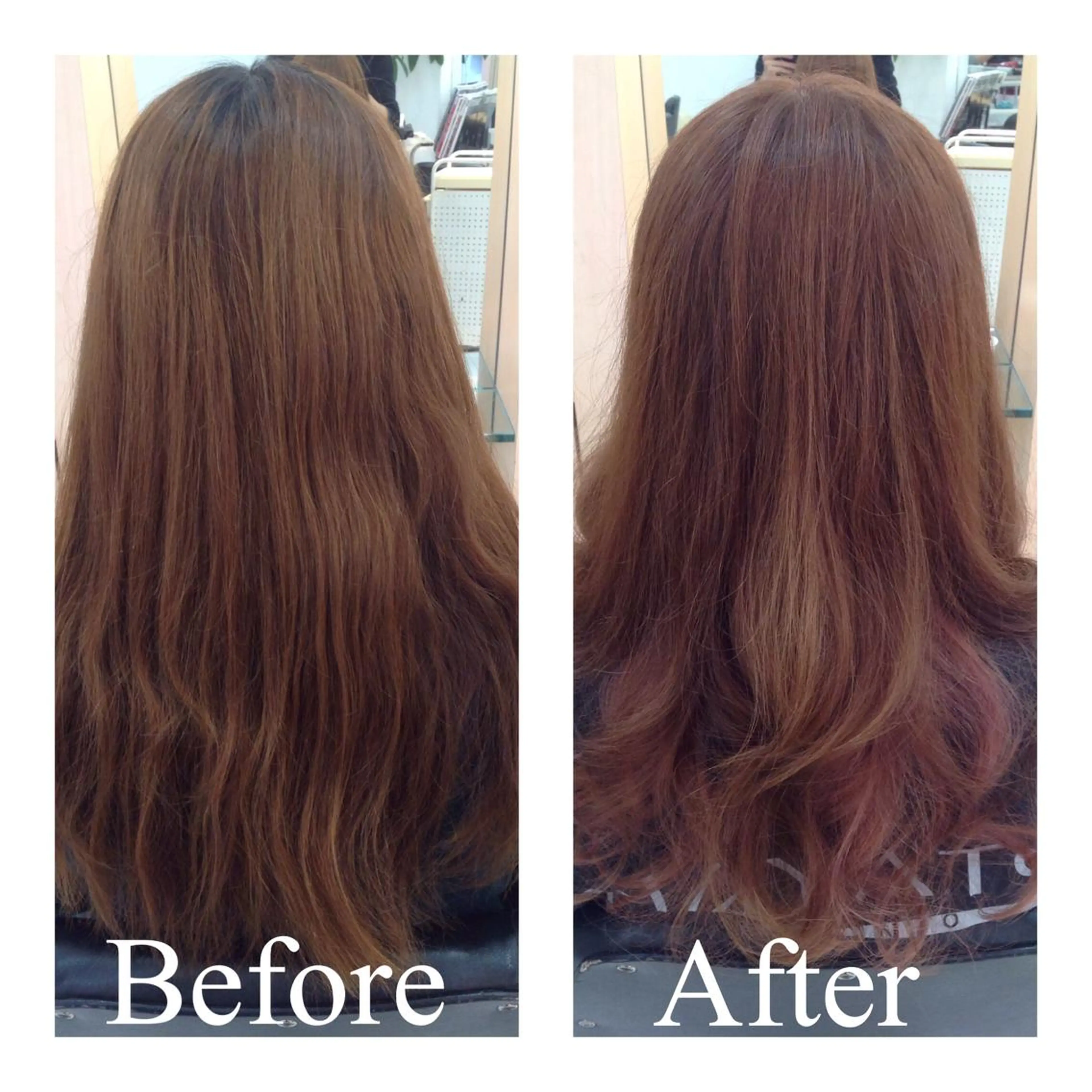 セミロング ロング カラー パーマ アオガミ （前髪顔周りカット）のヘアスタイル