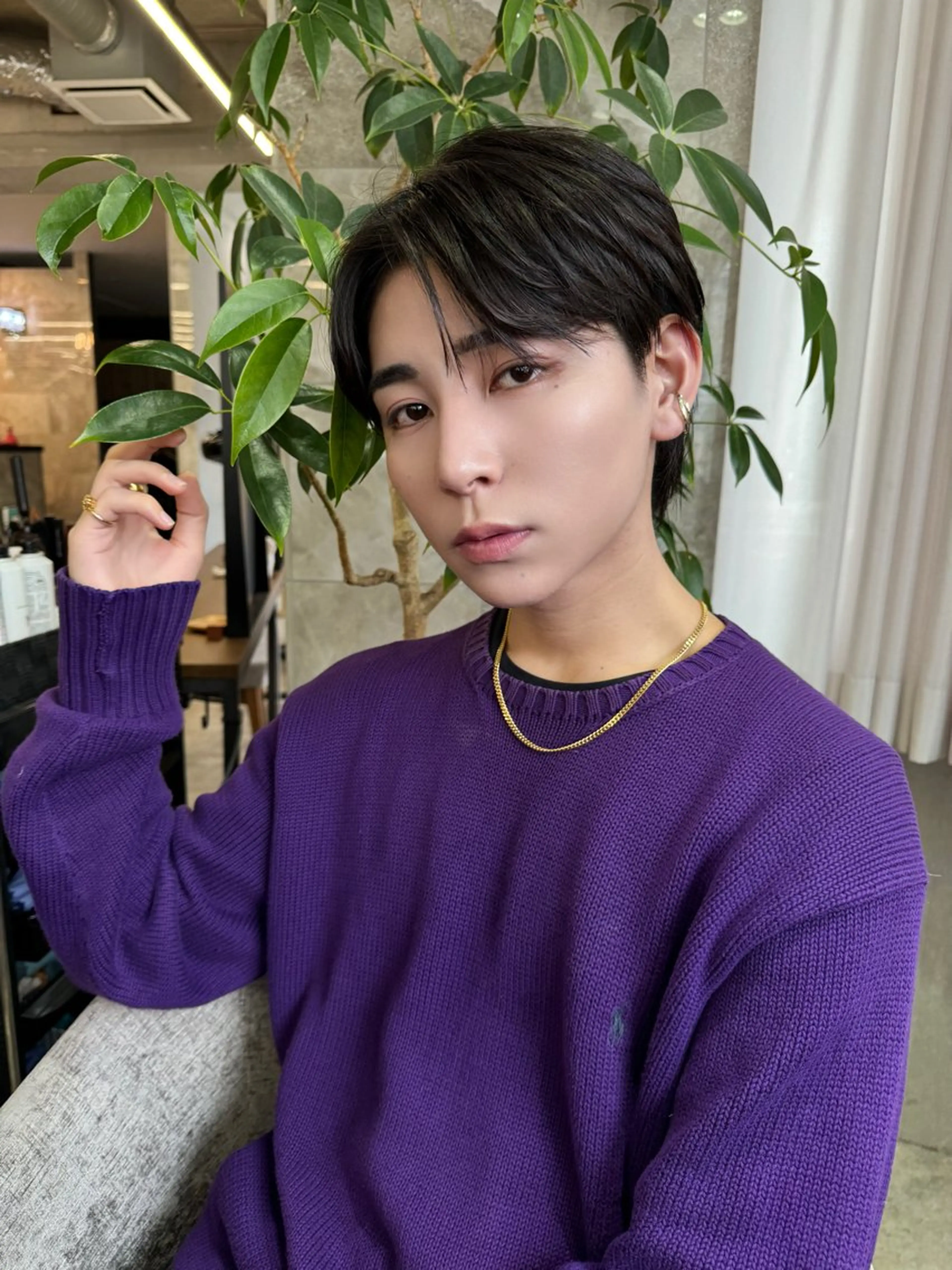 ミディアム excia渋谷所属・曲がる縮毛矯正 センターパート/翼のヘアスタイル