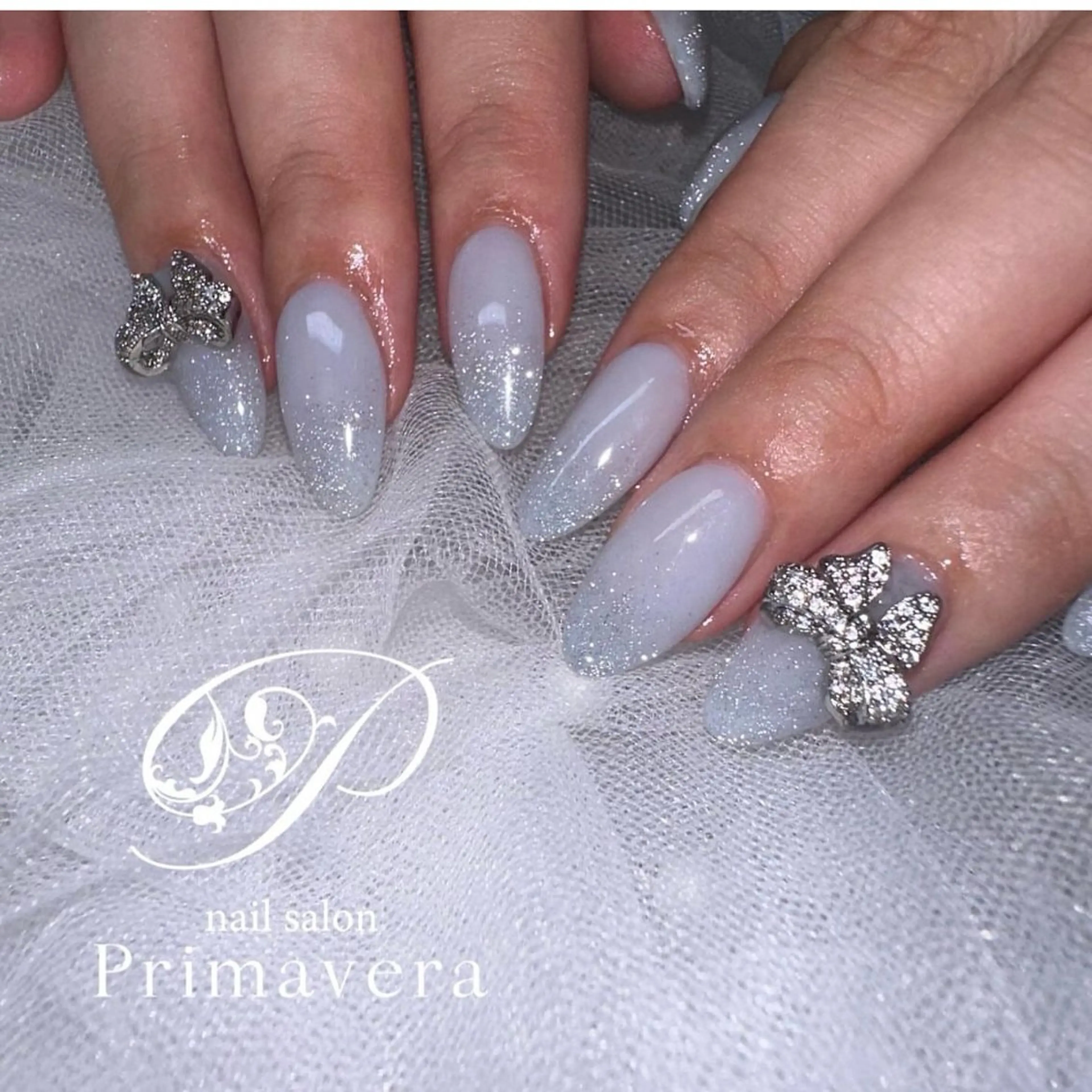 ネイル リボン ハンドネイル primavera 新横浜/ワンホンのネイルデザイン