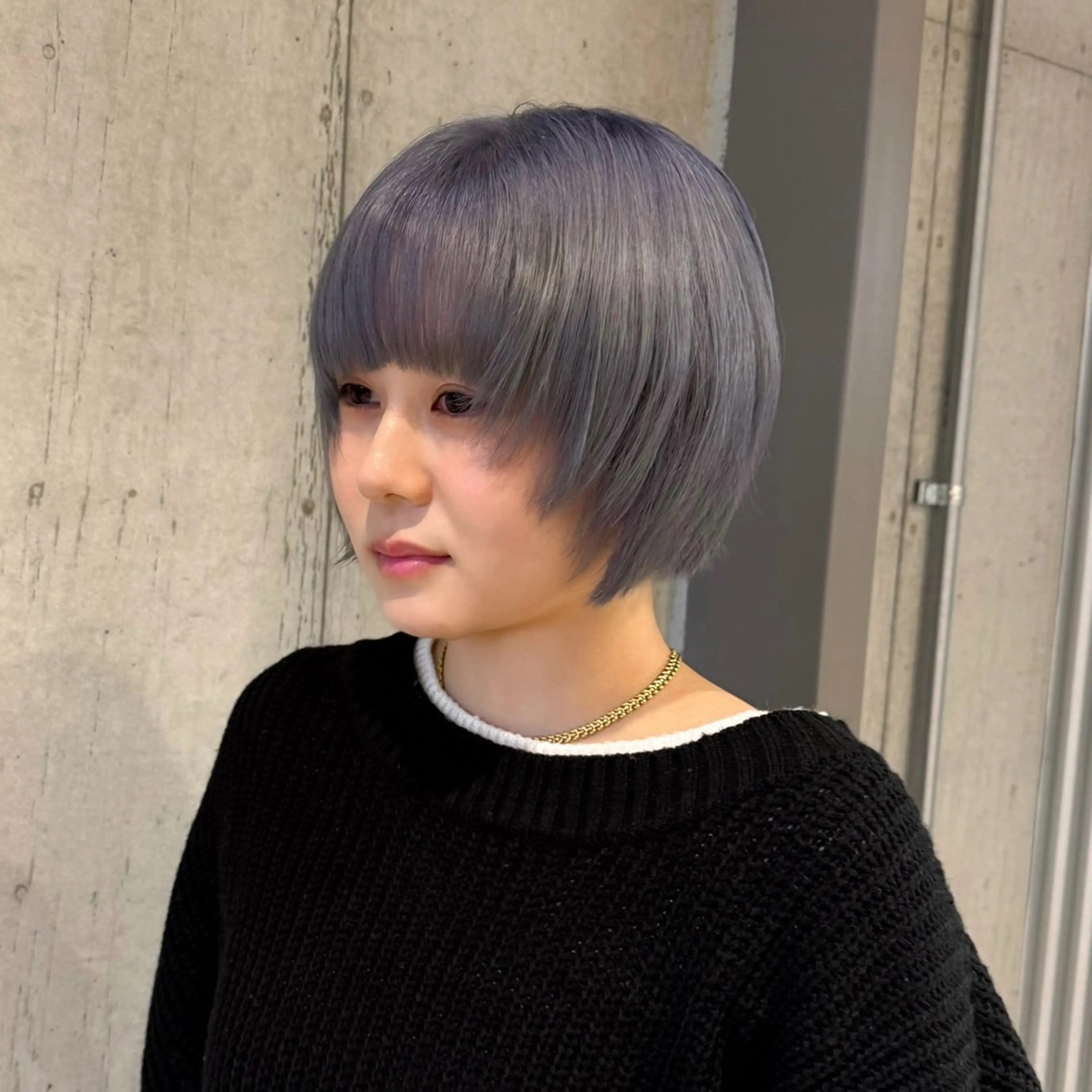 ショート カラー ショートボブ ボブレイヤー ブルーカラー シルバー ボブ カット ヘアカラー トリートメント 透明感/血色カラー/ 似合せレイヤー/ゆいのヘアスタイル