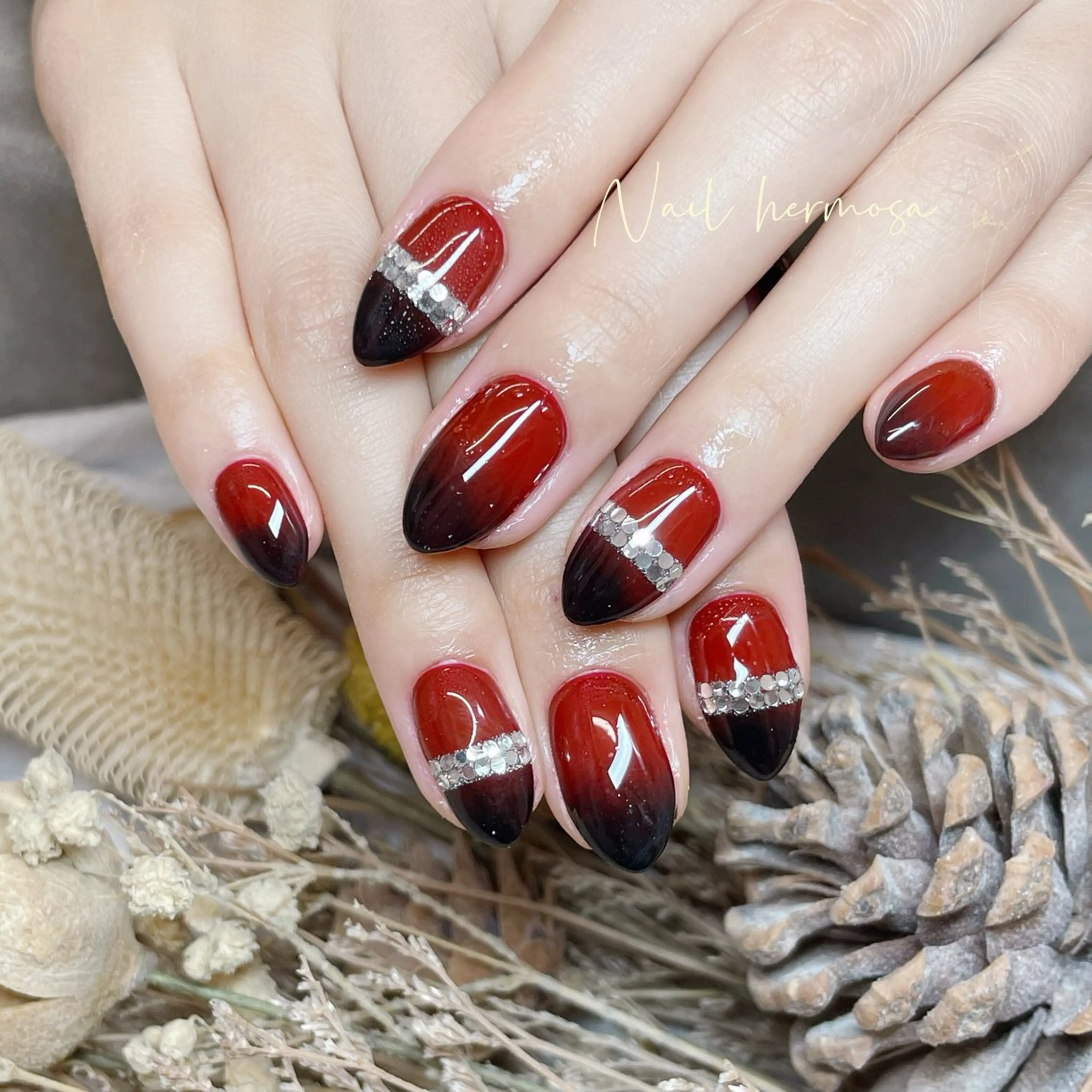 ネイル アートネイル ジェルネイル グラデーション マグネットネイル 持ち込み ハンドネイル ネイル エルモサのネイルデザイン