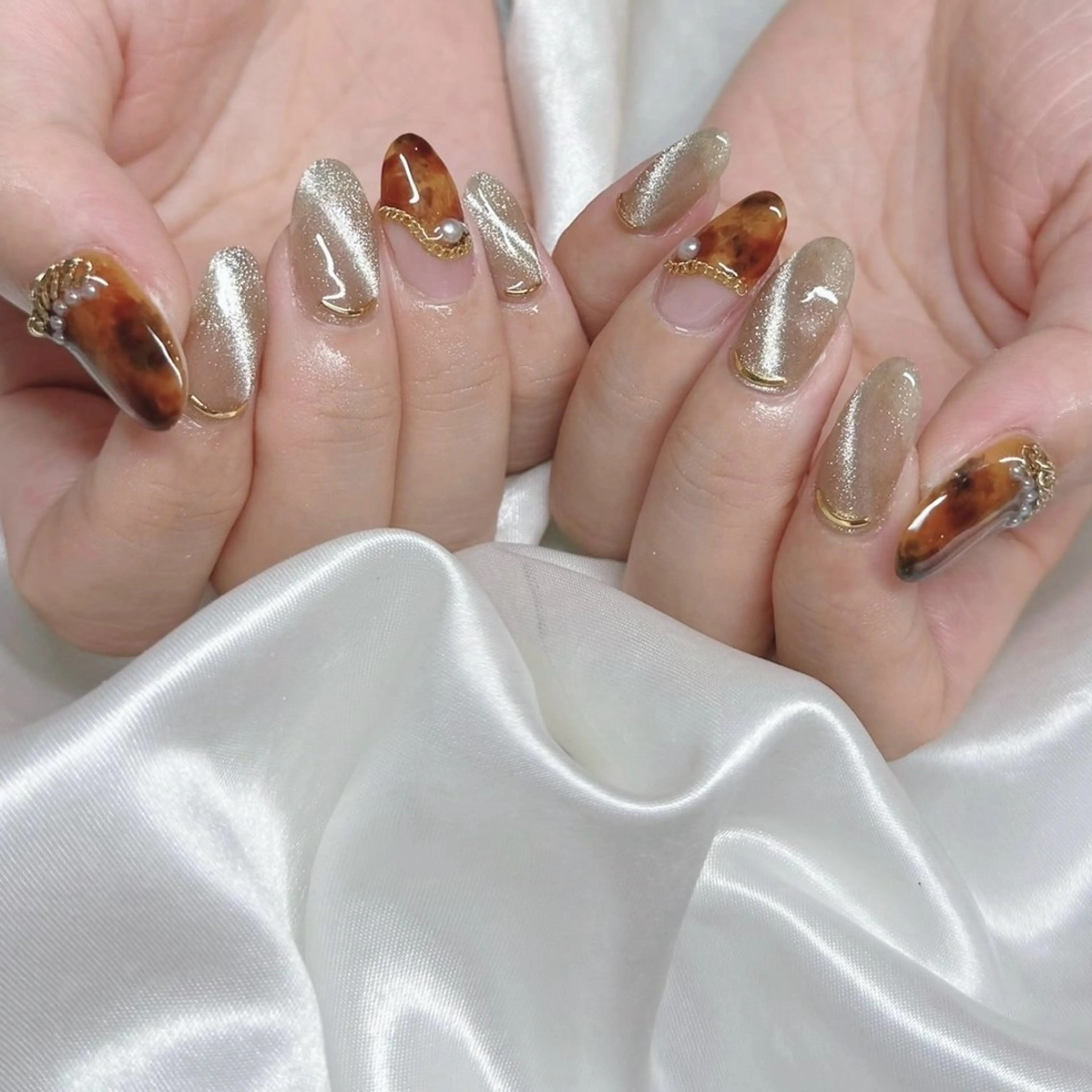 ネイル べっ甲ネイル マグネットネイル ハンドネイル Nail lieNのネイルデザイン