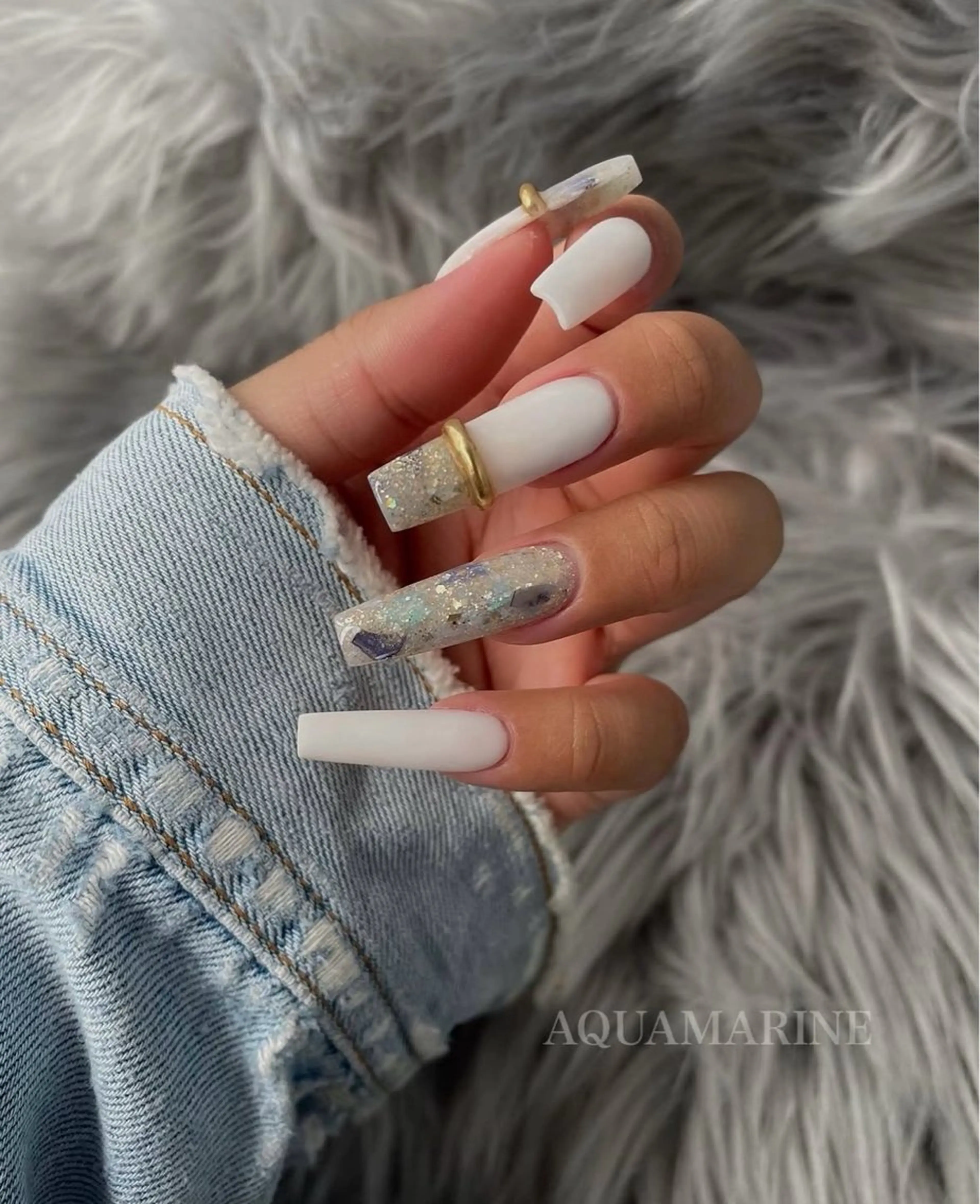 ネイル ブラウン 長さ出し ラメ(グリッター) ロングネイル ミラーネイル RICO ️のネイルデザイン