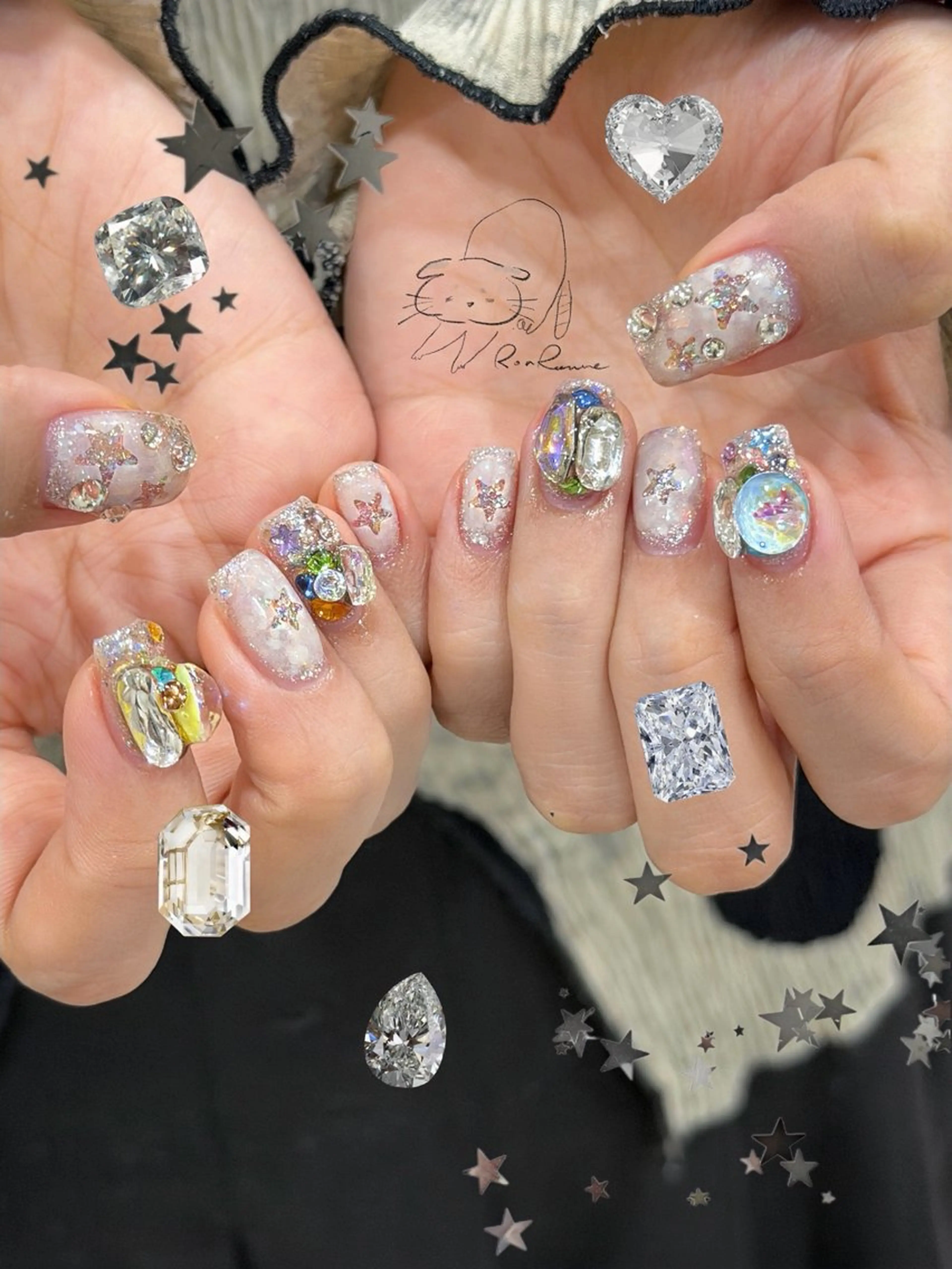 ネイル オーロラネイル 長さ出し フレンチネイル ジェルネイル ミラーネイル ハンドネイル Cho Artネイル所属・ronronne .のネイルデザイン