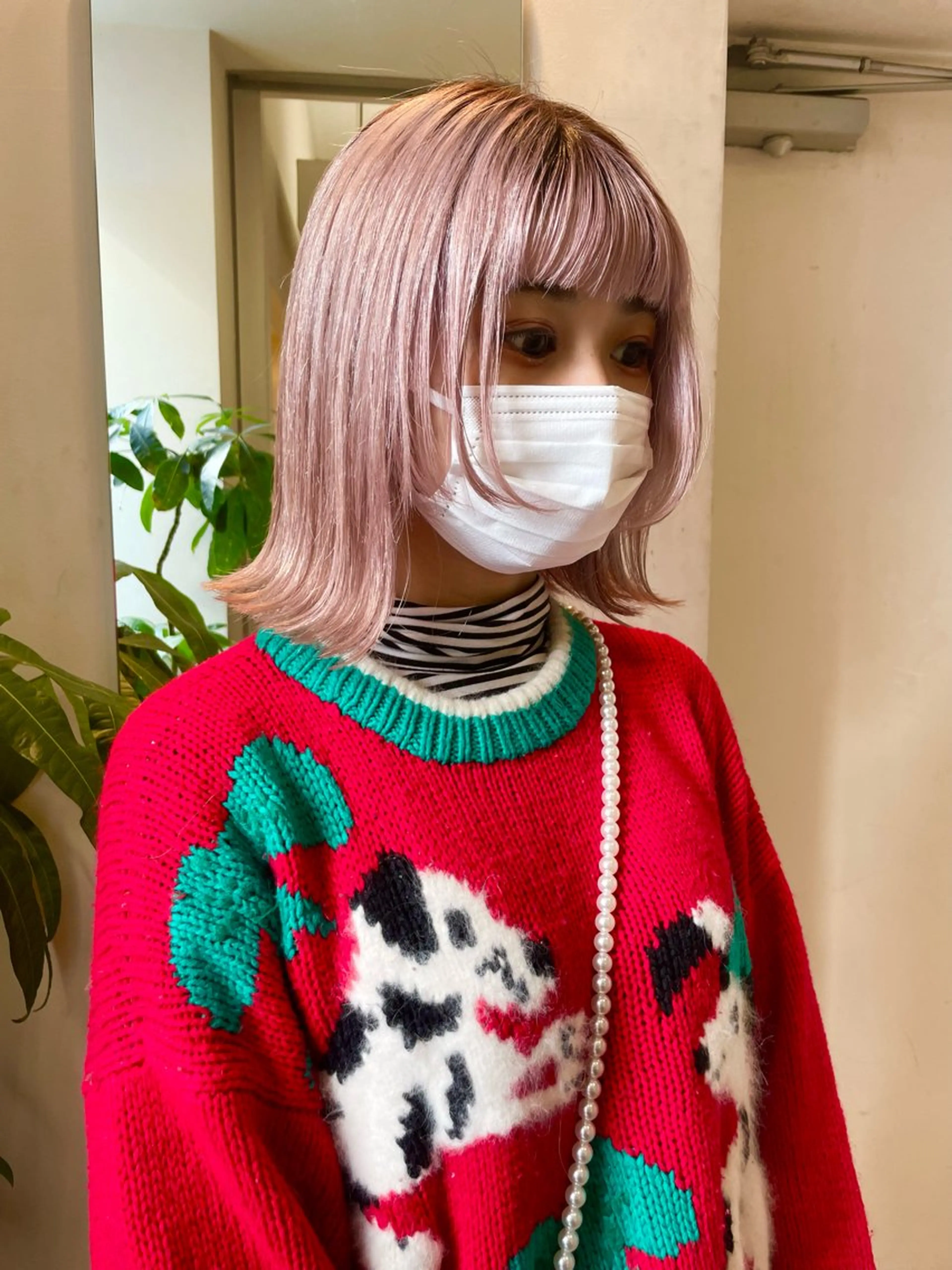 ミディアム 顔まわりレイヤー 顔周りカット レイヤーカット ヘアカラー ケアブリーチ🌷✨ Cocoro🪿のヘアスタイル