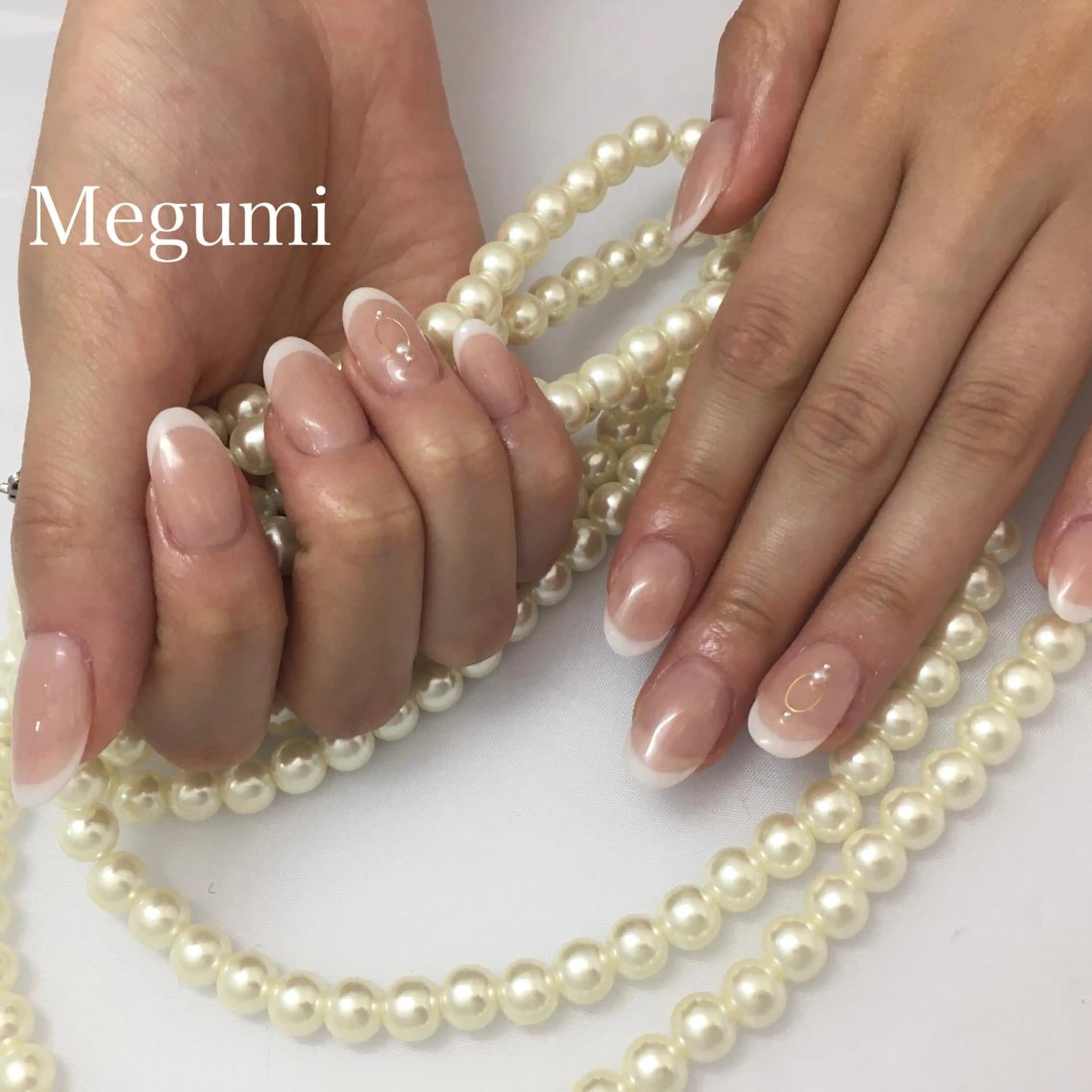 ネイル フレンチネイル ピンク スカルプネイル ショートネイル Megumi Nailのネイルデザイン