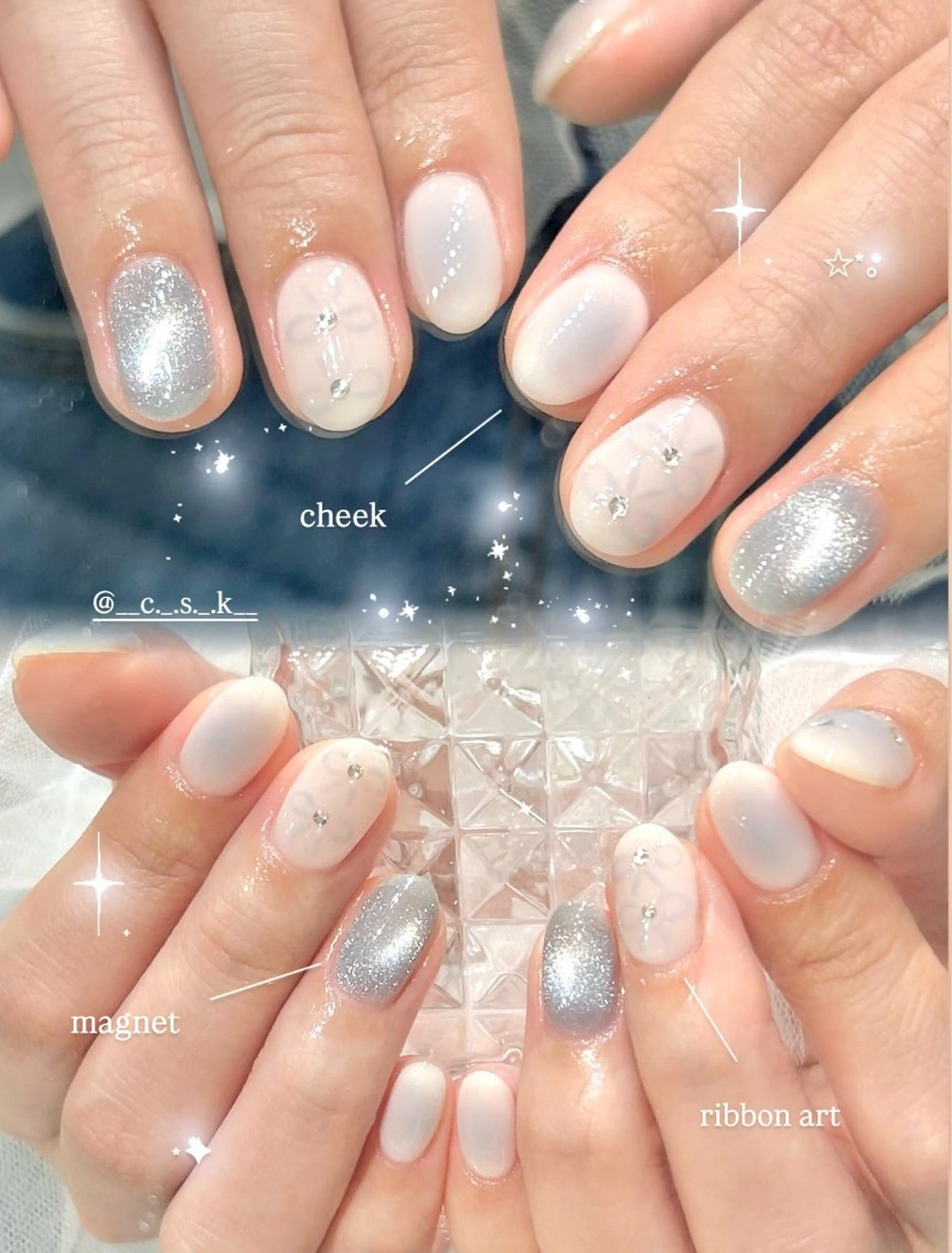 ネイル クリアネイル 水色 ハンドネイル 🎀チーク/ちゅるん 🫧chisa🎀のネイルデザイン