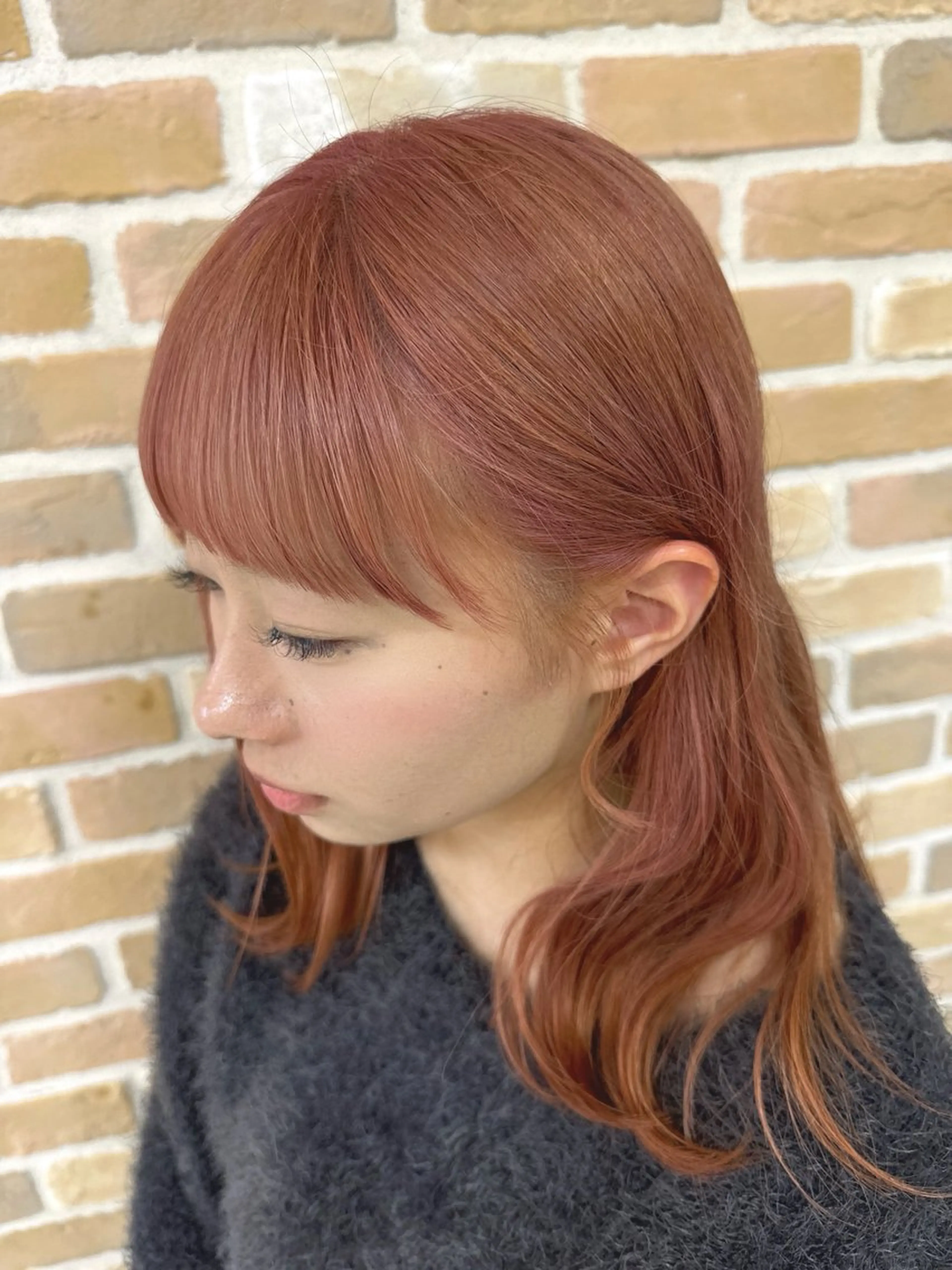 セミロング カラー ベージュカラー ブリーチ ハイトーンカラー ピンクカラー ピンクベージュ SET-UP美和店 松井　柚葉のヘアスタイル