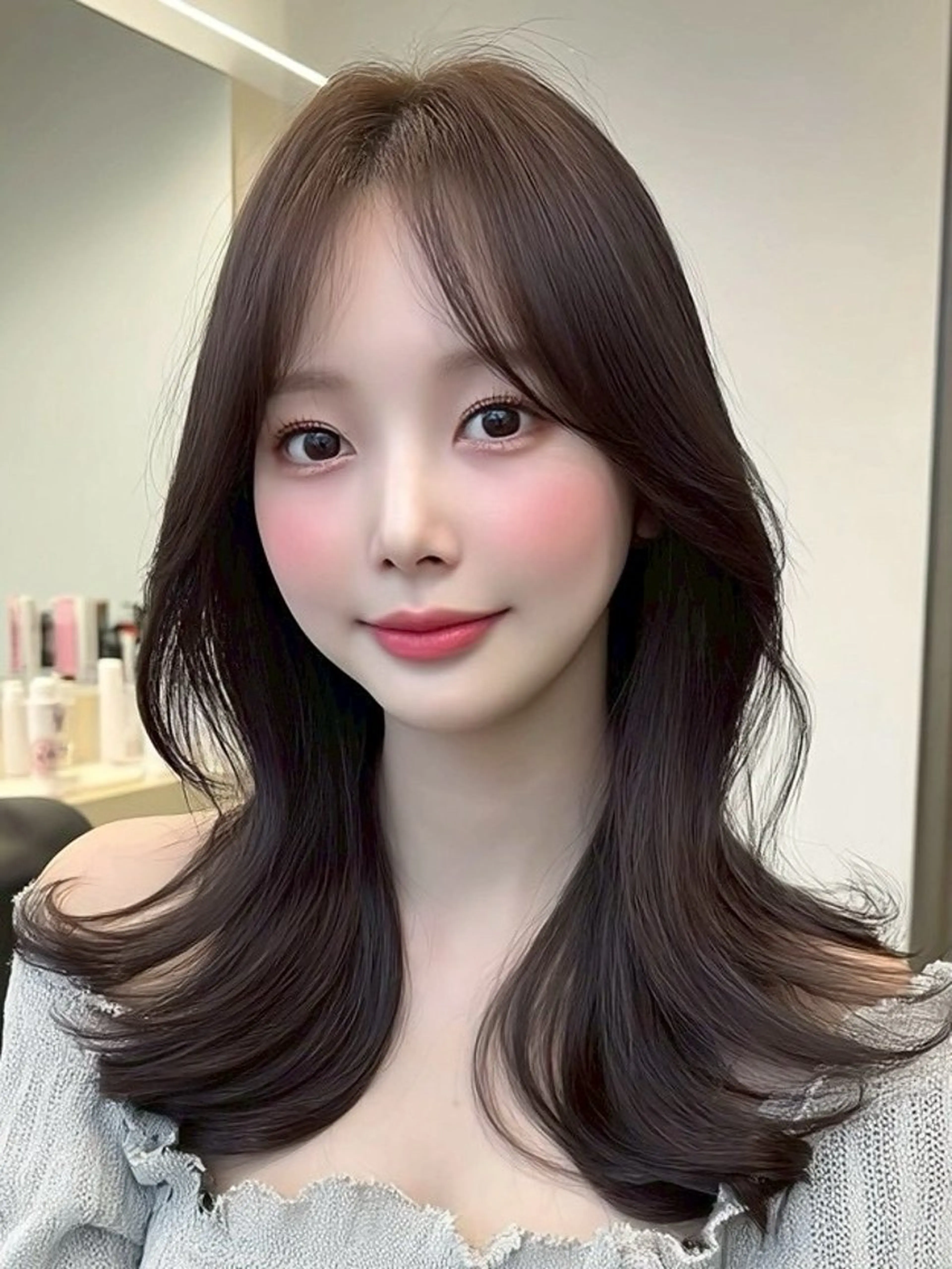 セミロング カラー カット ヘアカラー トリートメント 💎透明感/韓国/ レイヤー/泉亮介💎のヘアスタイル