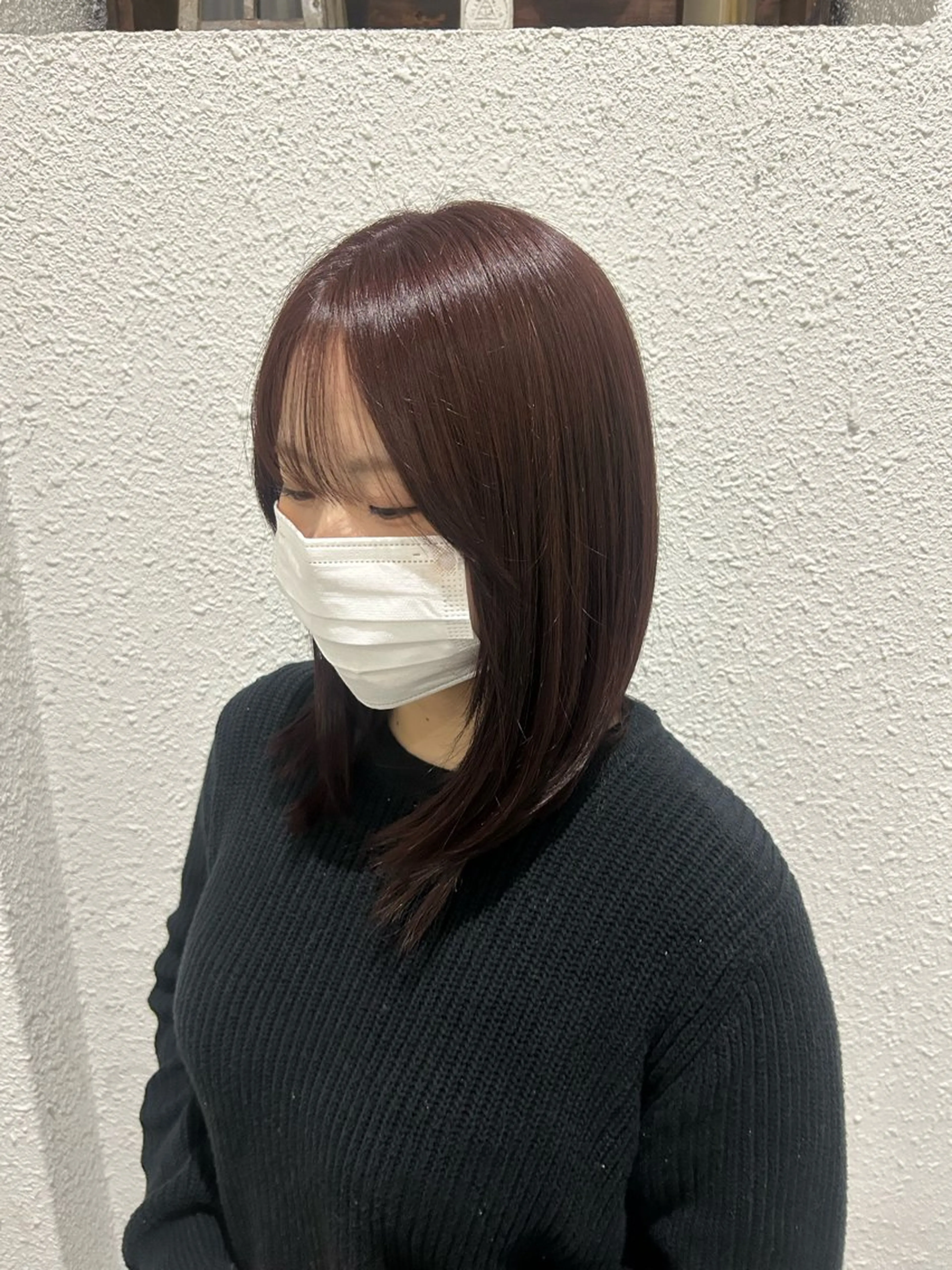 セミロング カラー ボルドーカラー 竹村 茉優のヘアスタイル