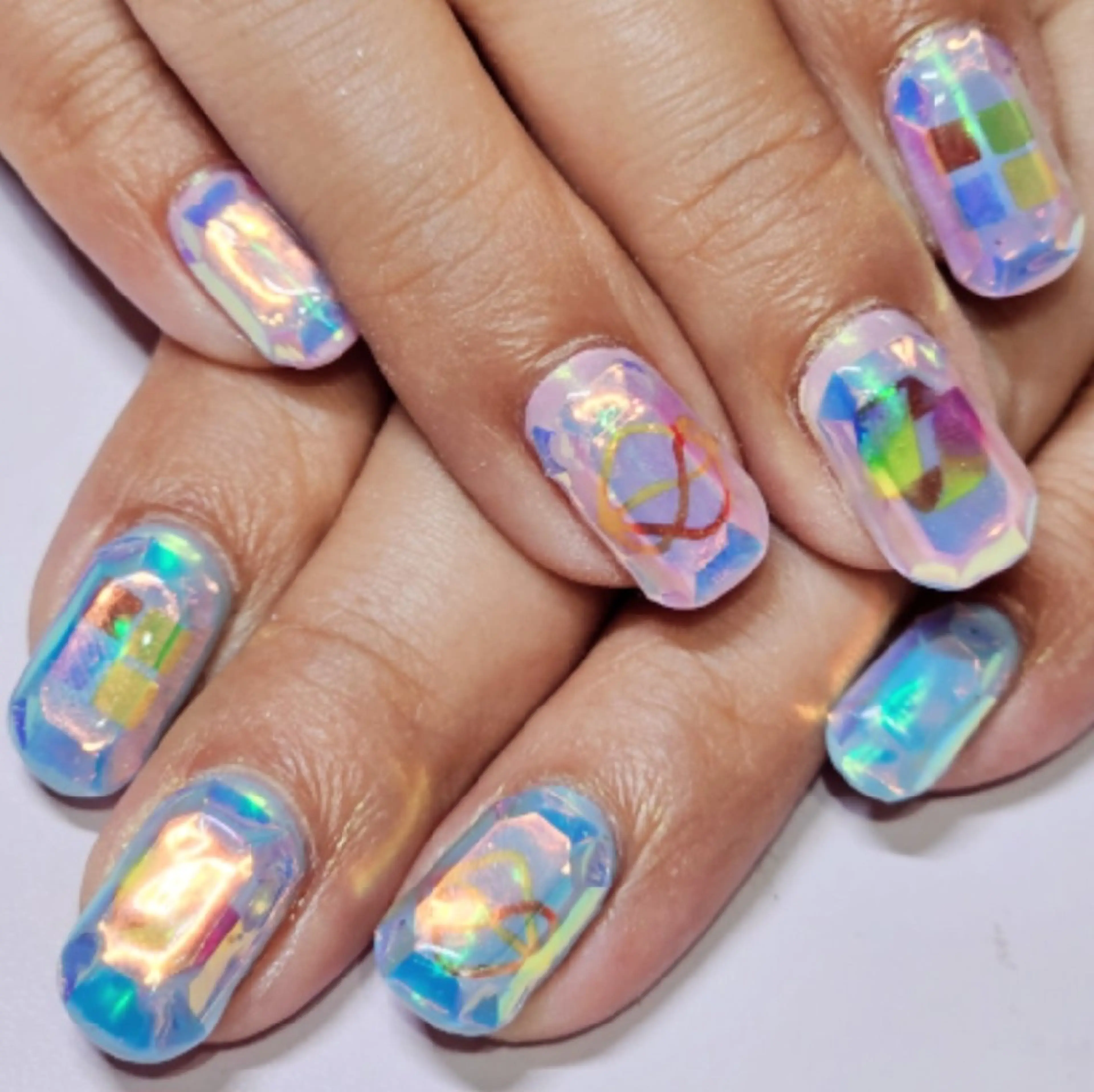 ネイル アートネイル オーロラネイル ブルー 氷ネイル・うるうるネイル パステルネイル ハンドネイル よしだ ひろきのネイルデザイン