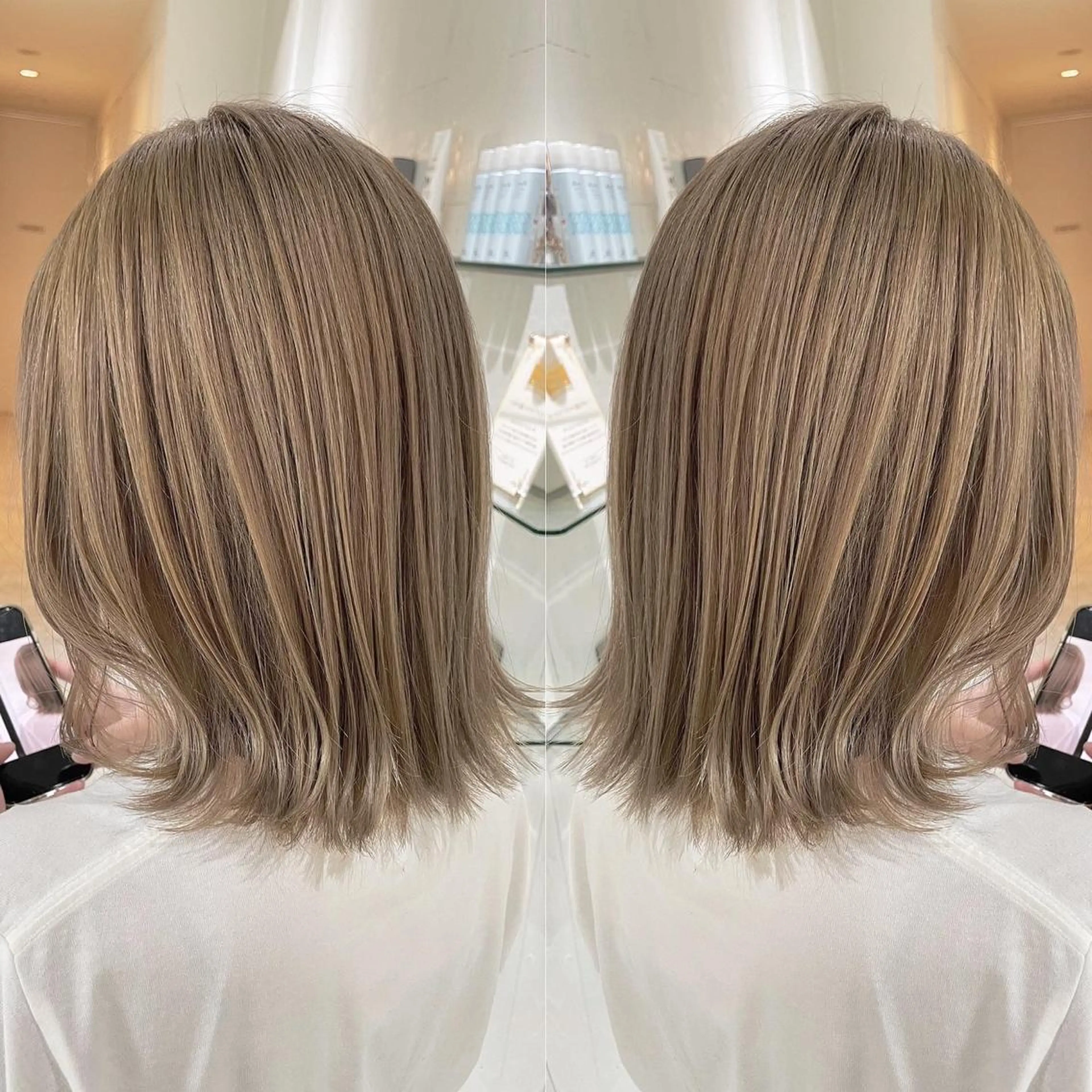 ミディアム カラー アッシュ ボブ 外国人風カラー レイヤーカット ヘアカラー トリートメント 河合秀明/ショート /ボブ/レイヤーのヘアスタイル