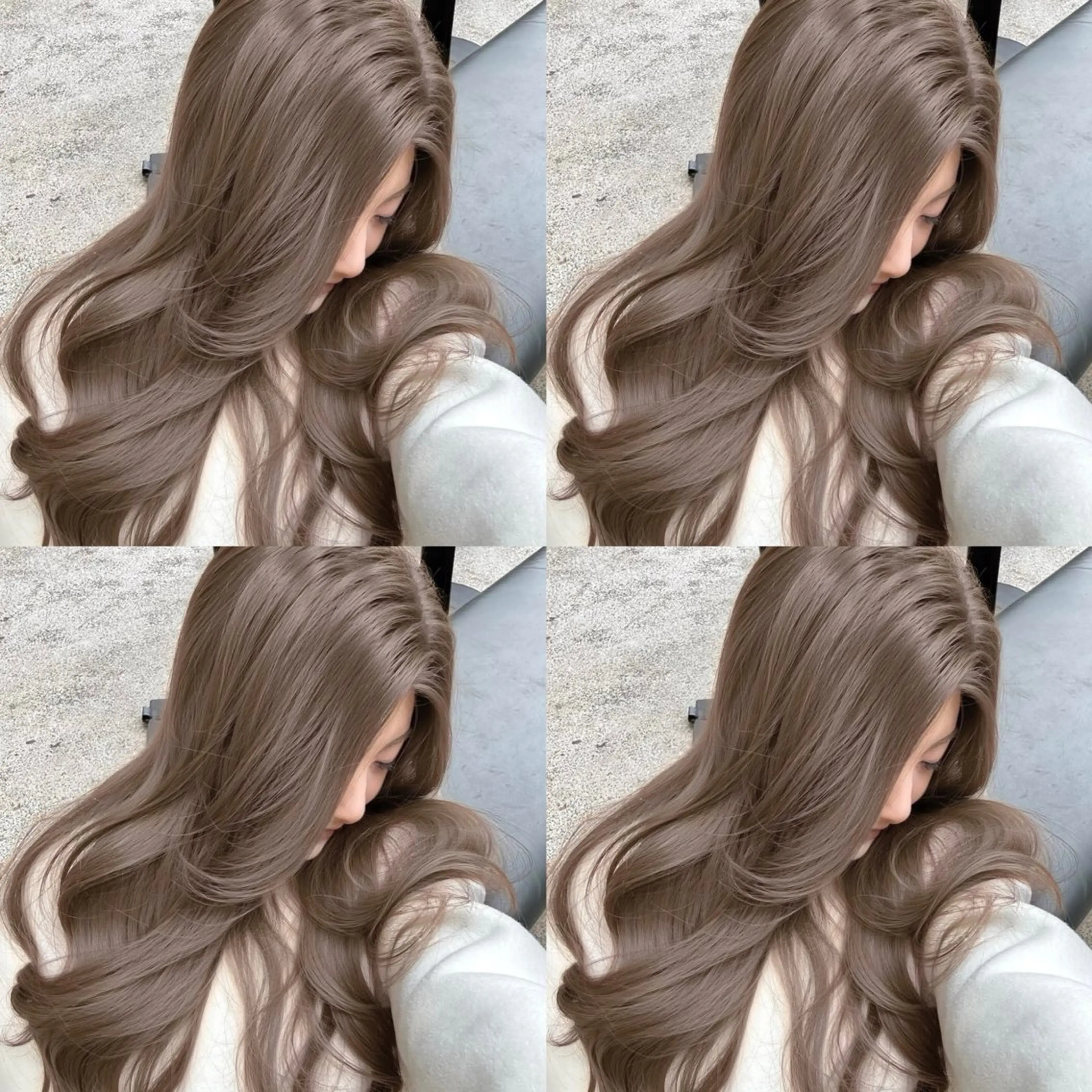 セミロング カット ヘアカラー トリートメント 透明感♡グレージュ ♡ミルクティー♡のヘアスタイル