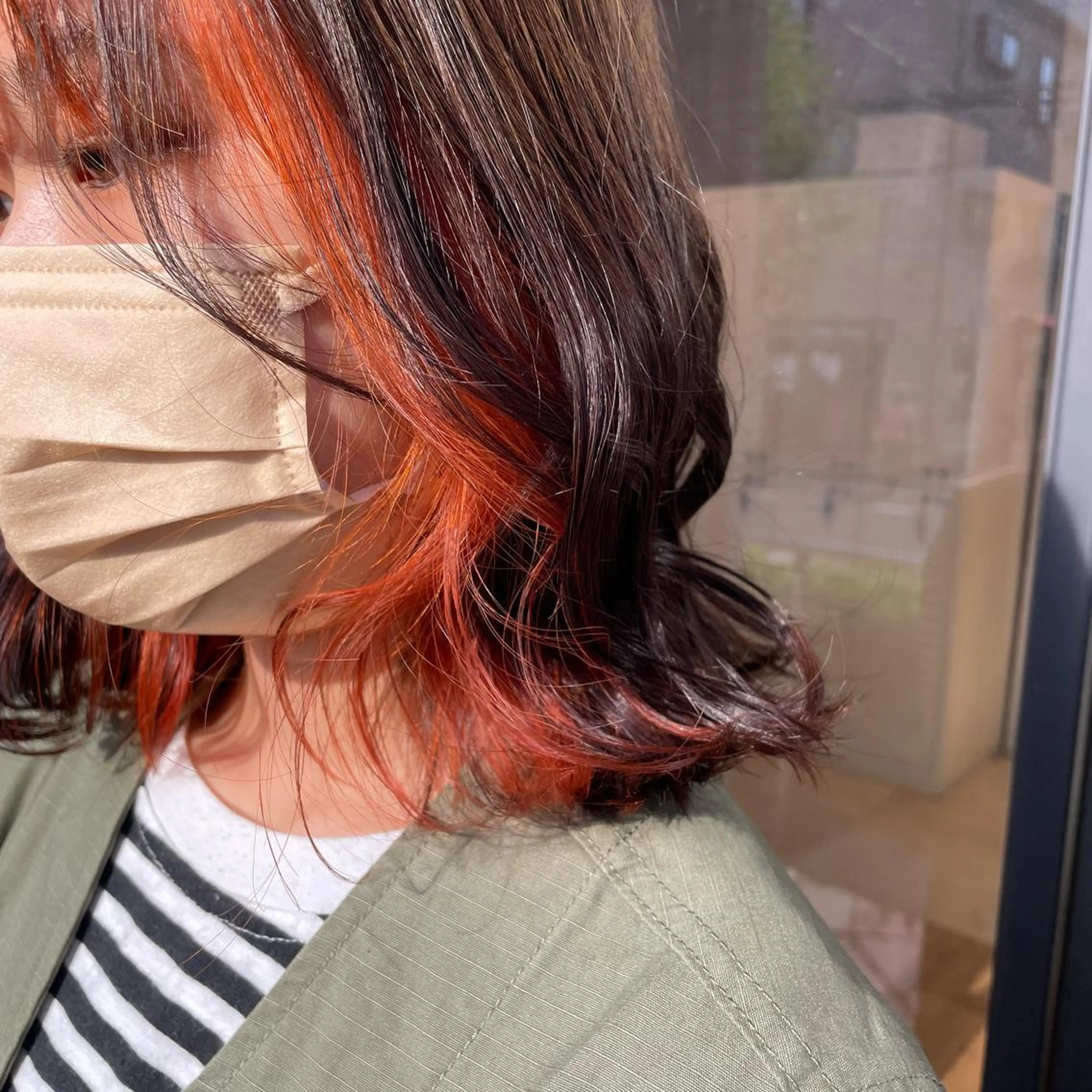 カラー インナーカラー オレンジ ふるはし みなのヘアスタイル