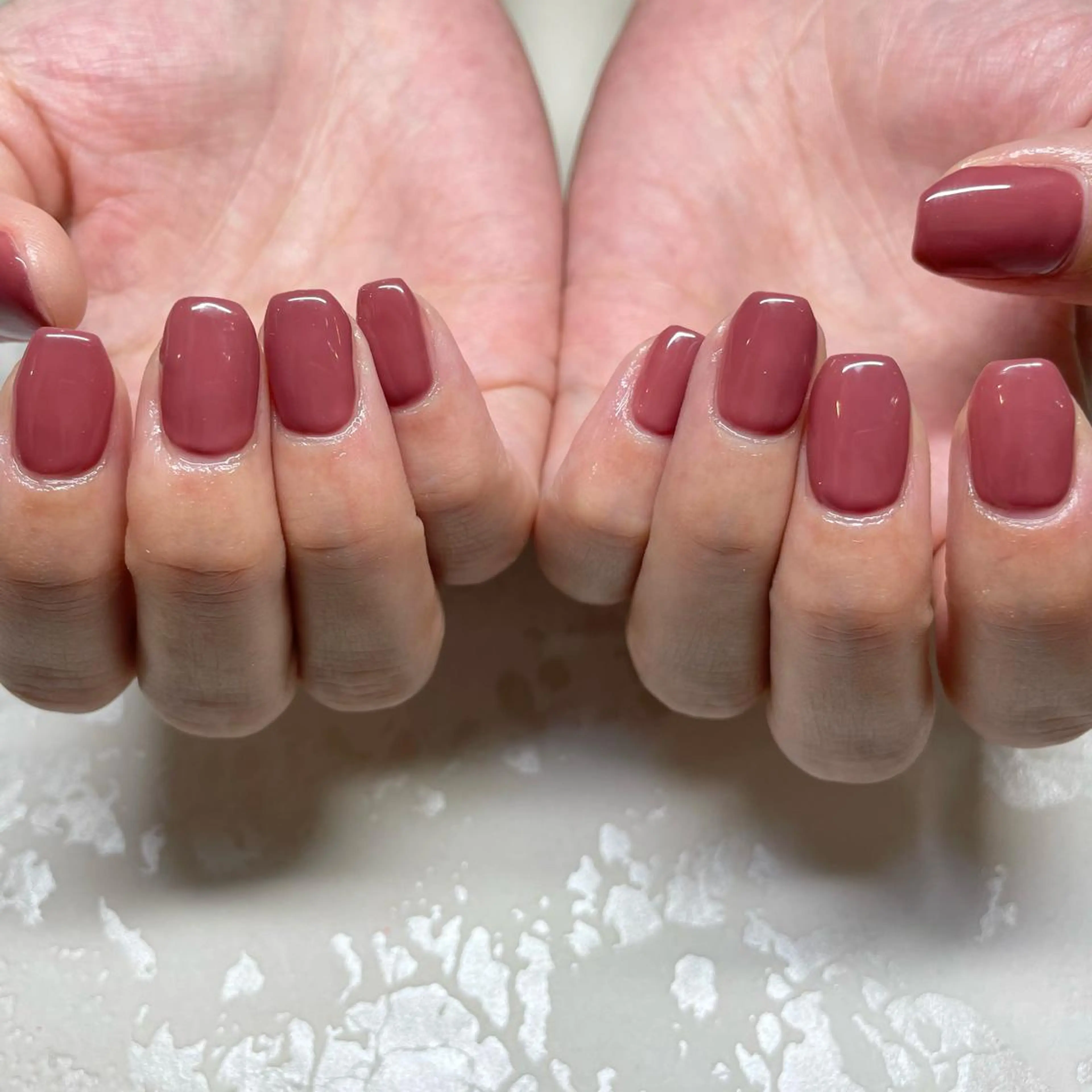 ネイル ブラウン スクエアネイル 💐irisée fleur中居のネイルデザイン