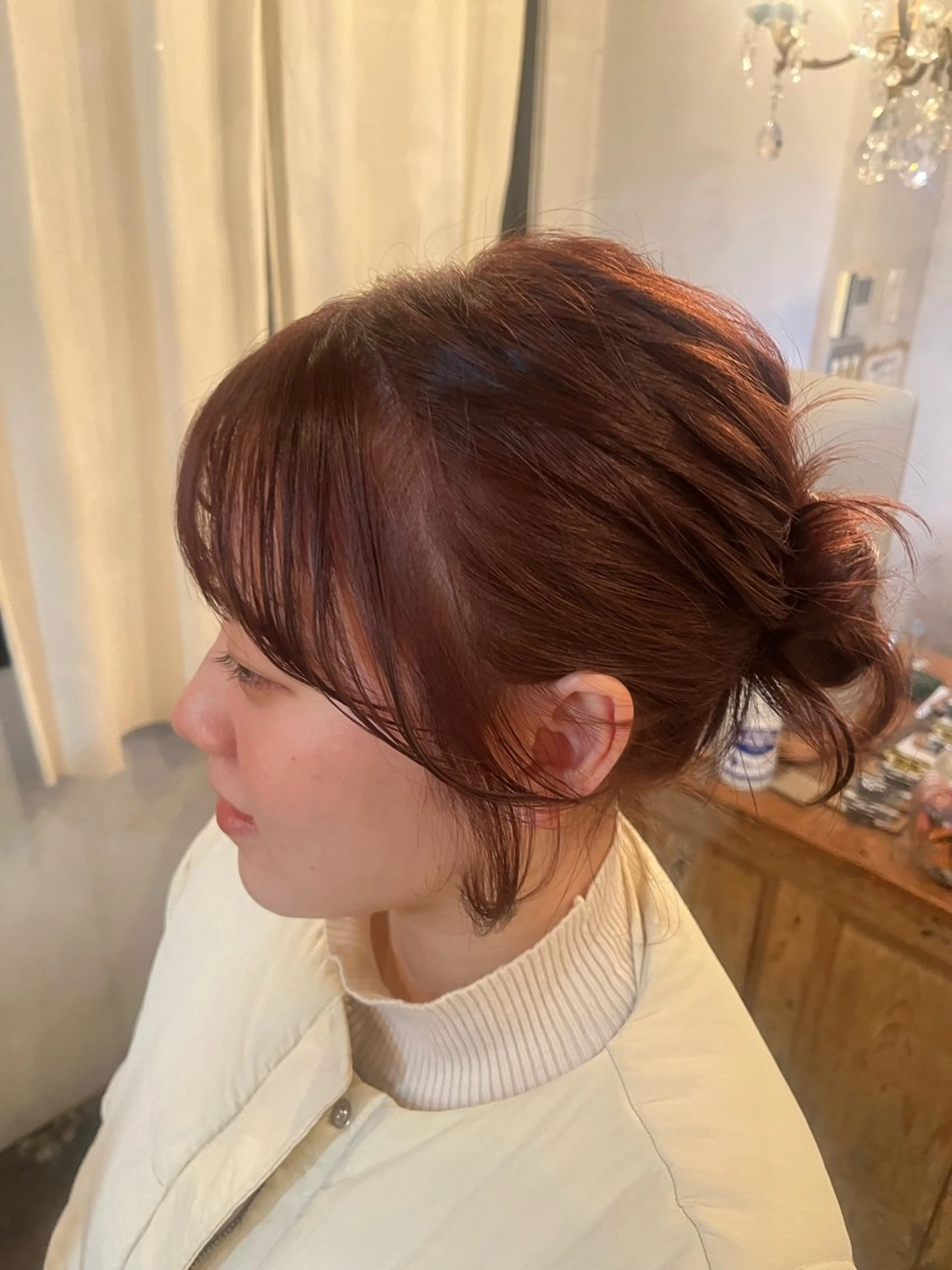 セミロング 藤井 美歩/赤髪のヘアスタイル