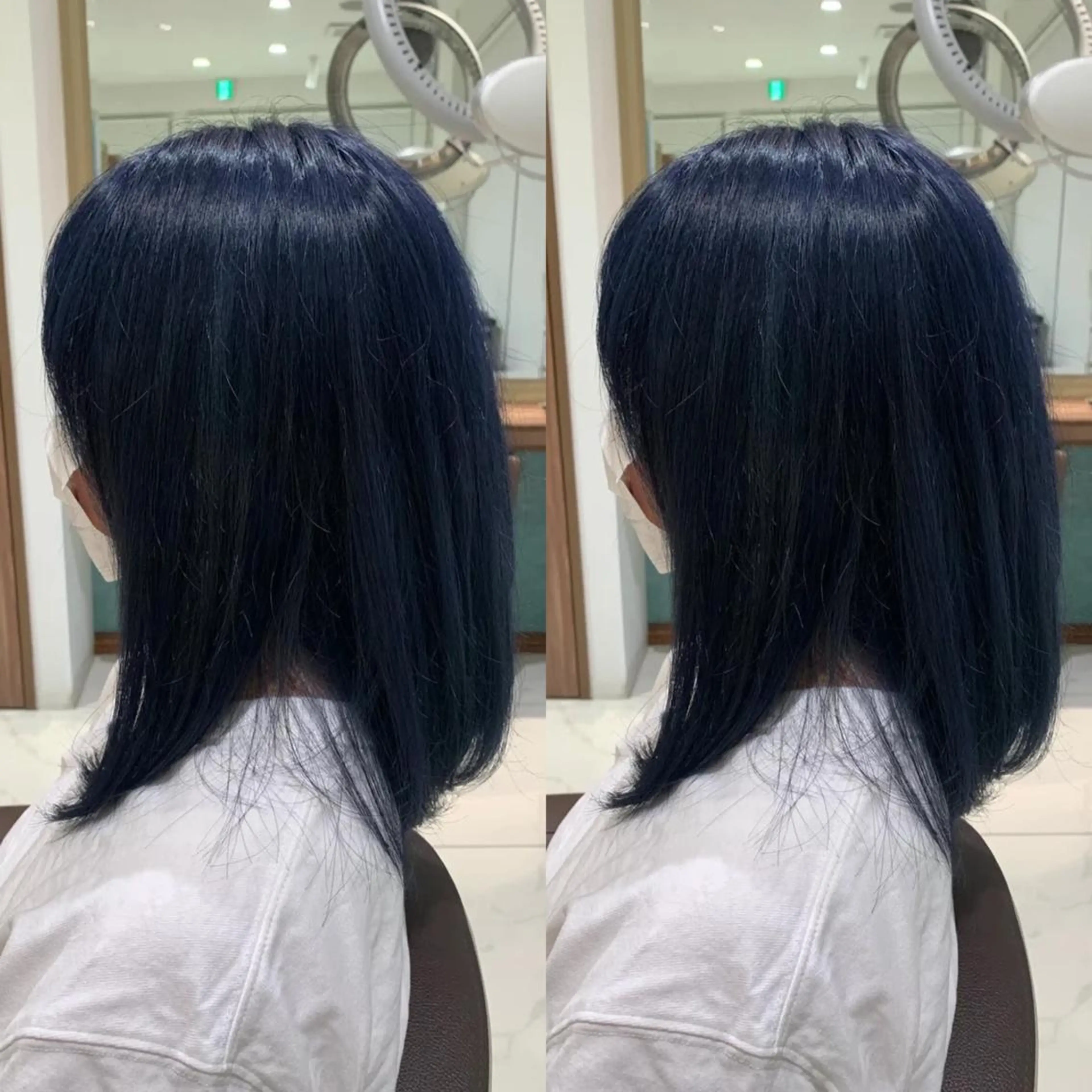 ミディアム カラー ヘアアレンジ ネイビーカラー 盛れる韓国ヘア♡ 🌻鈴木花🌈のヘアスタイル