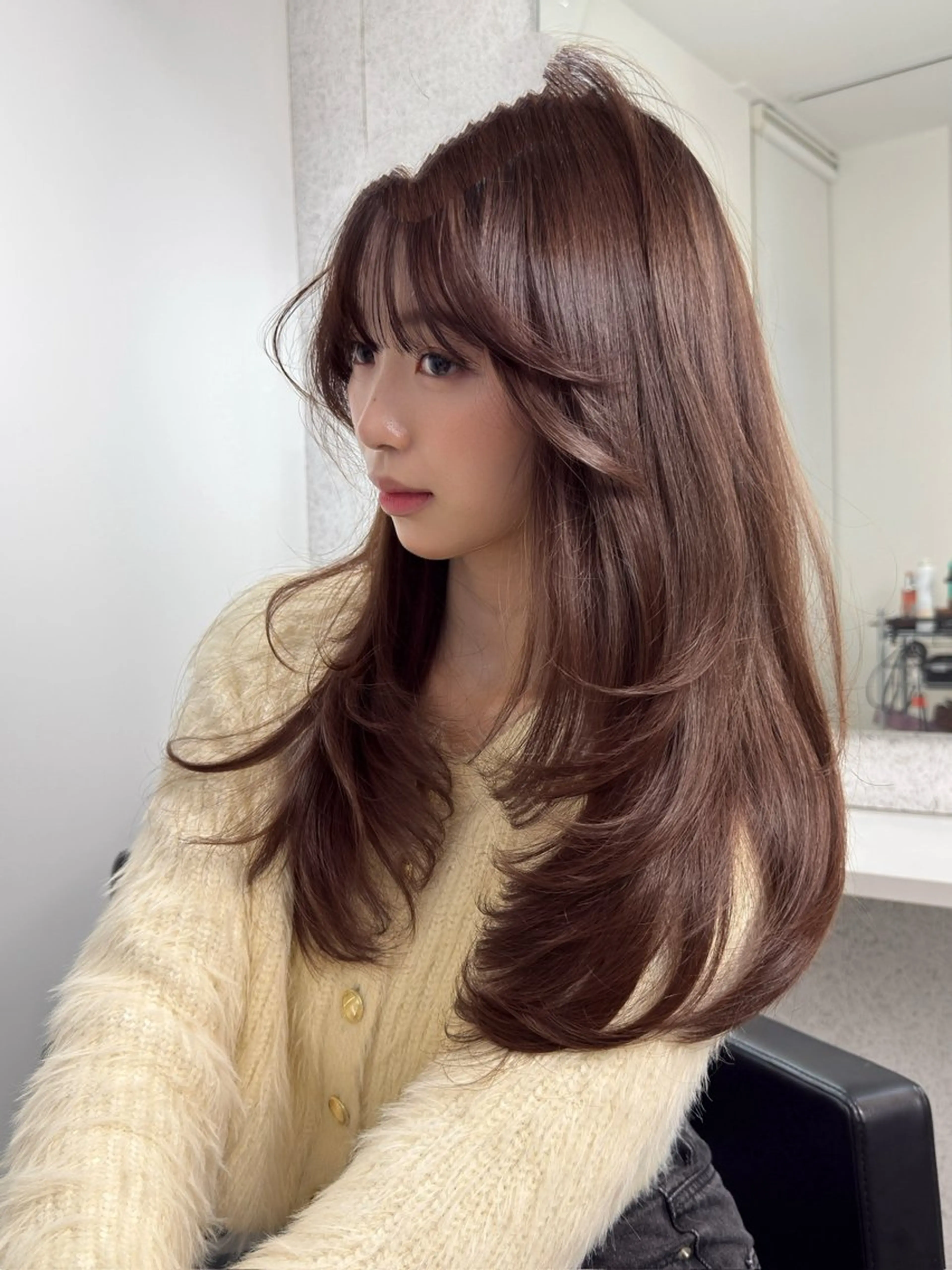 ロング カット ヘアカラー トリートメント 韓国ヘア/ワンホン ちひろのヘアスタイル