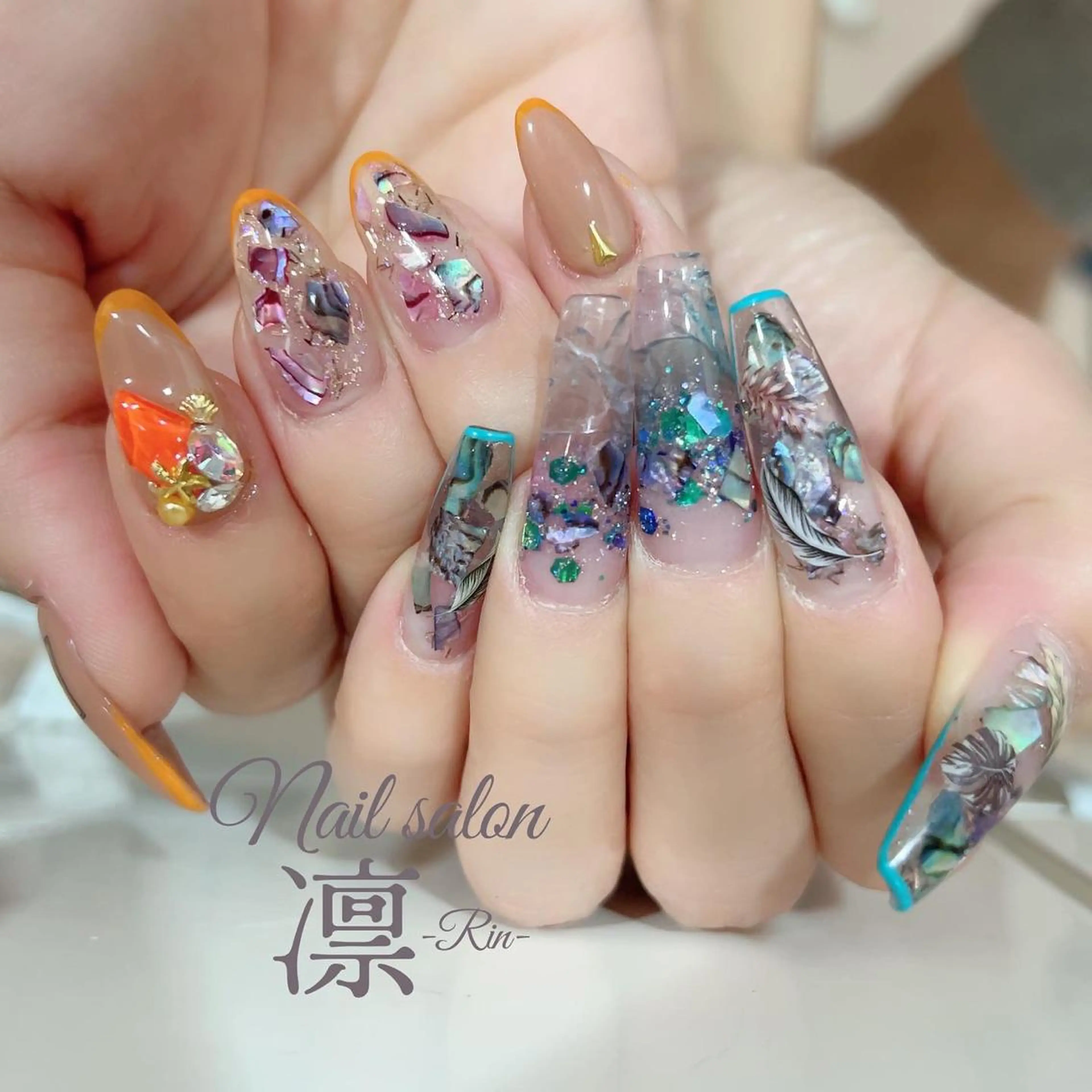 ネイル ジェルネイル オレンジ スカルプネイル private salon凛のネイルデザイン