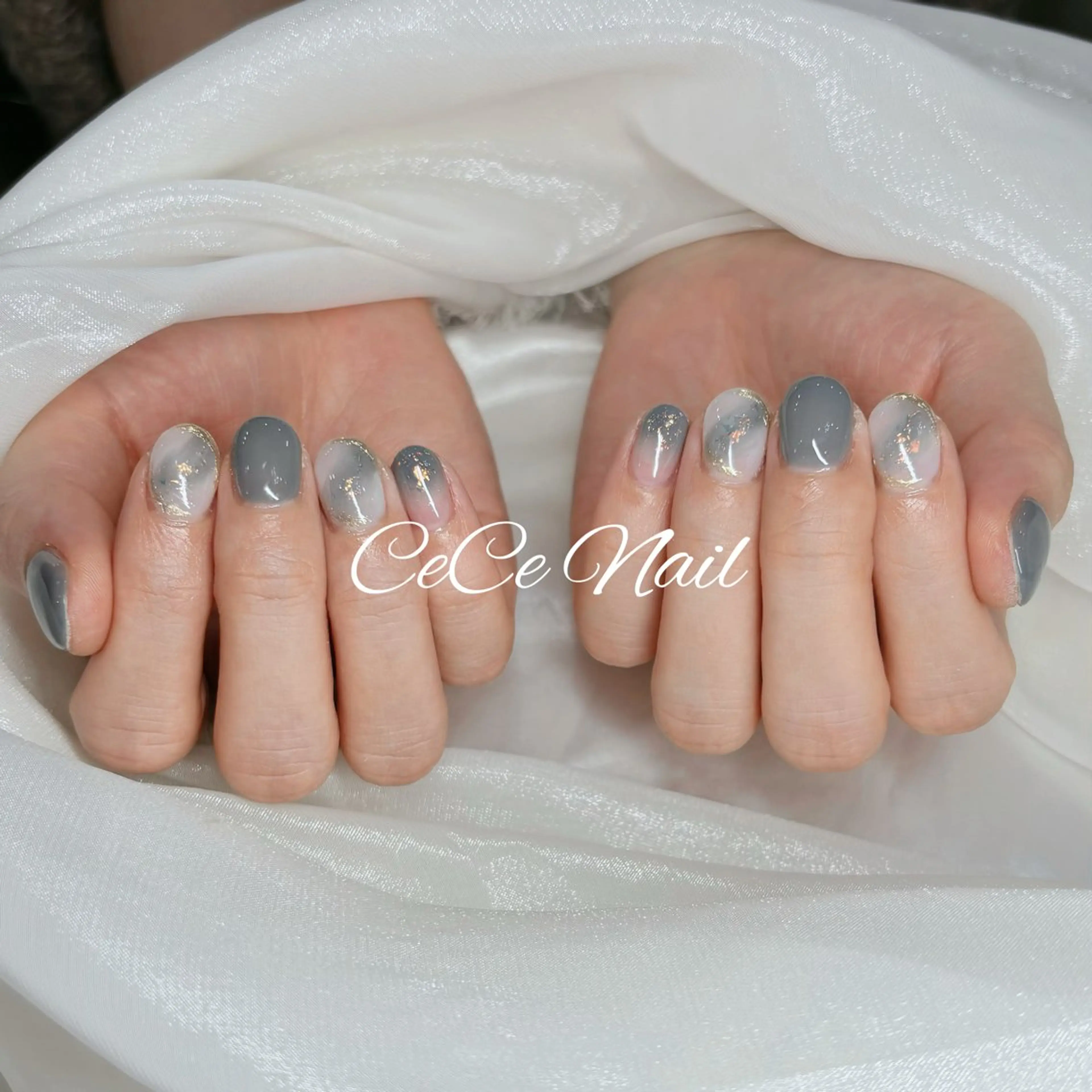 ネイル オーロラネイル 長さ出し フットネイル フレンチネイル ジェルネイル ハンドネイル CeCe Garden所属・CeCeGarden ✨️キラキラワンホンのネイルデザイン