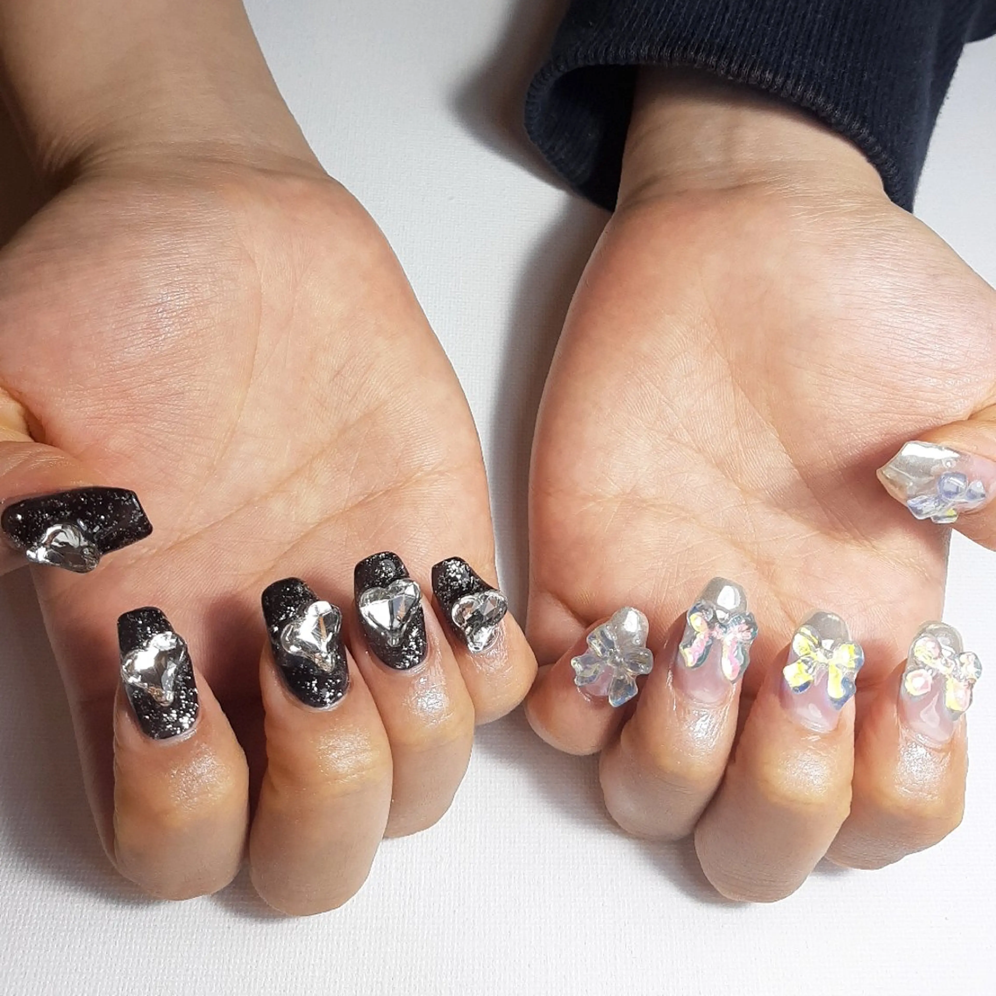 ネイル ジェルネイル ハート 持ち込み リボン ショートネイル owlnail /持込みデザイン専門のネイルデザイン