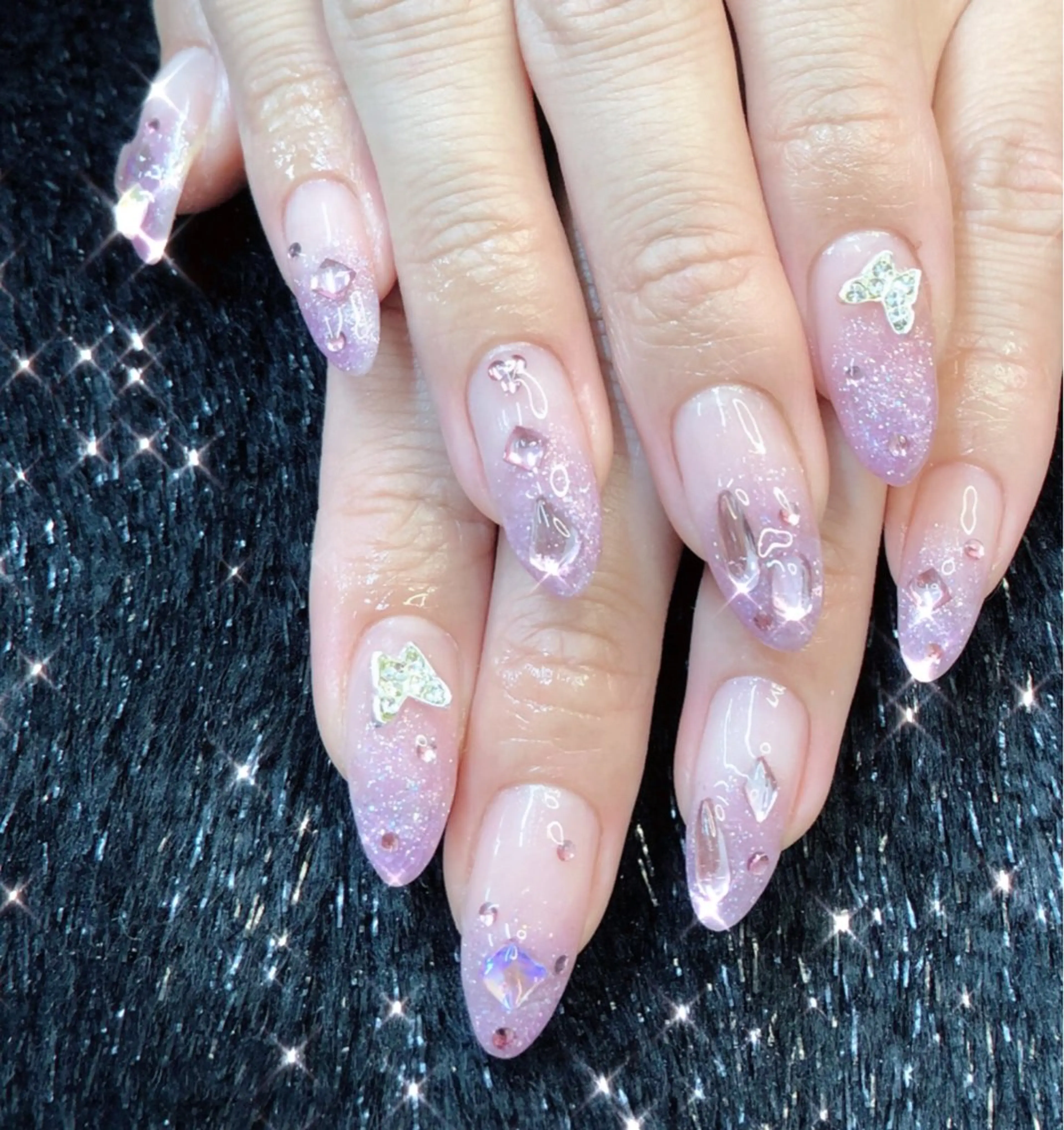 ネイル オーロラネイル フットネイル ジェルネイル ハート 韓国ネイル 大門浜松町 ネイルのネイルデザイン