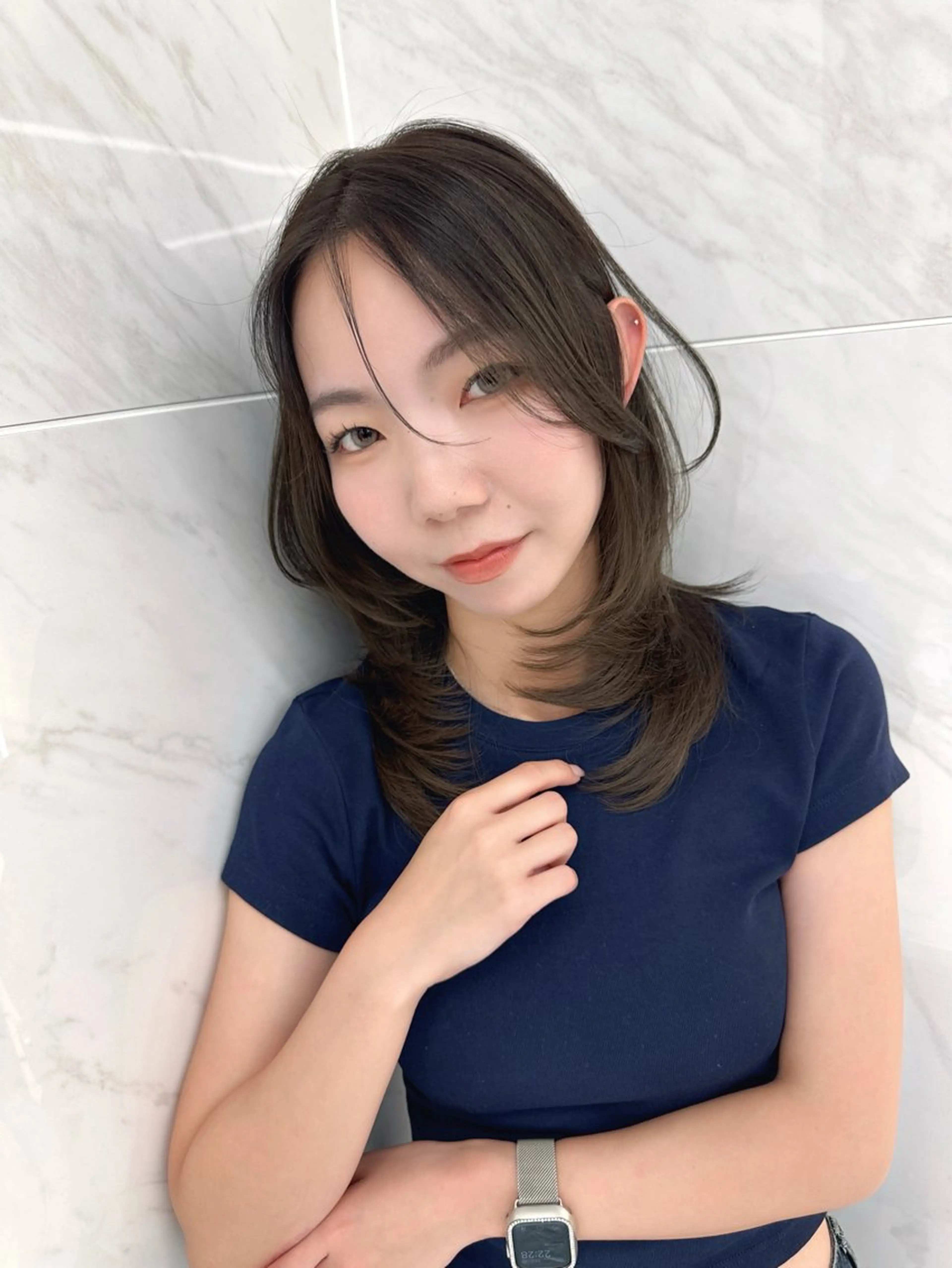 ミディアム レイヤーカット カット トリートメント kiti SAKAE所属・シュンヤ韓国レイヤー /暖色カラーのヘアスタイル