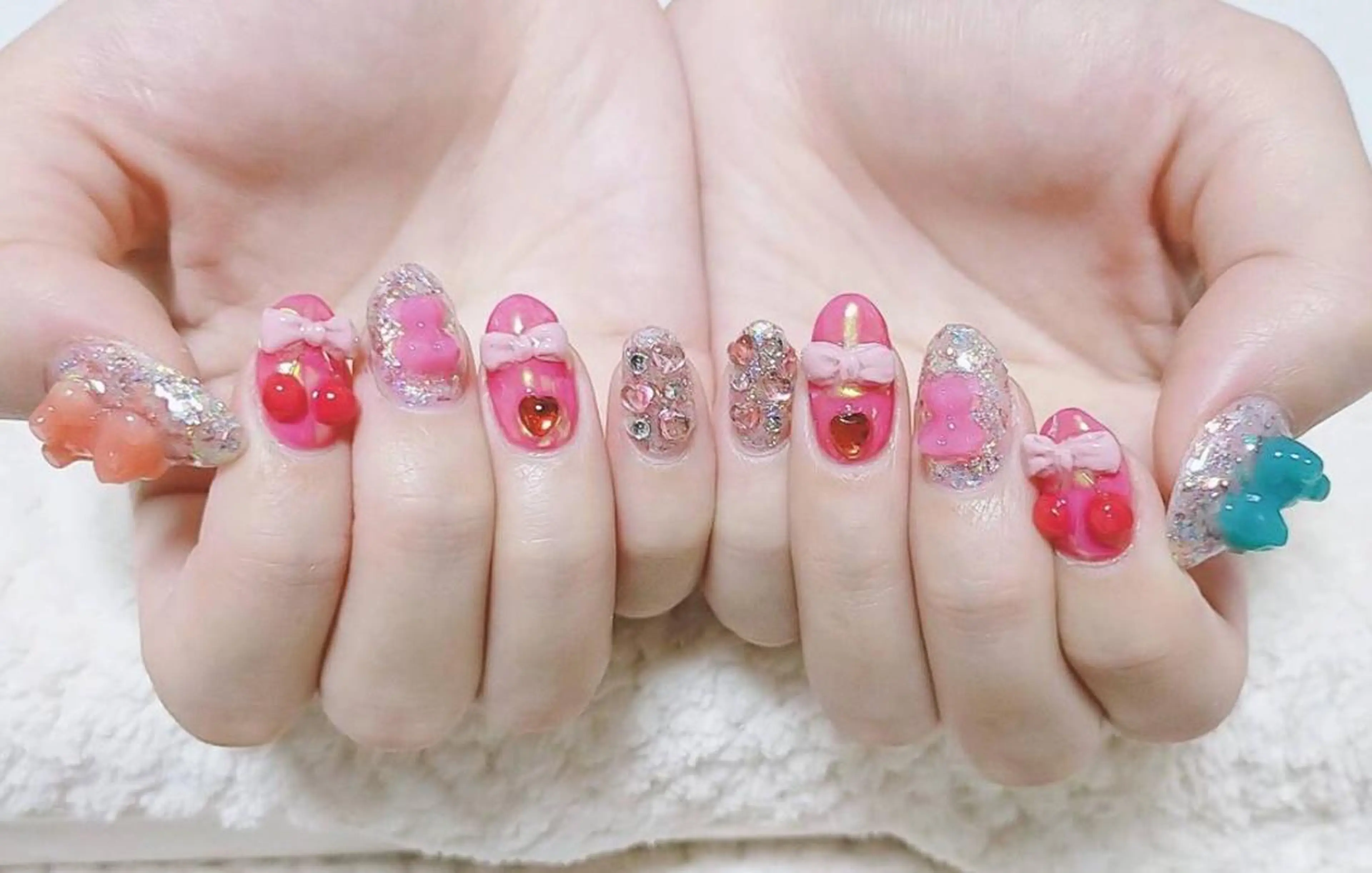 ネイル アートネイル ジェルネイル リボン Nyanco Nailのネイルデザイン