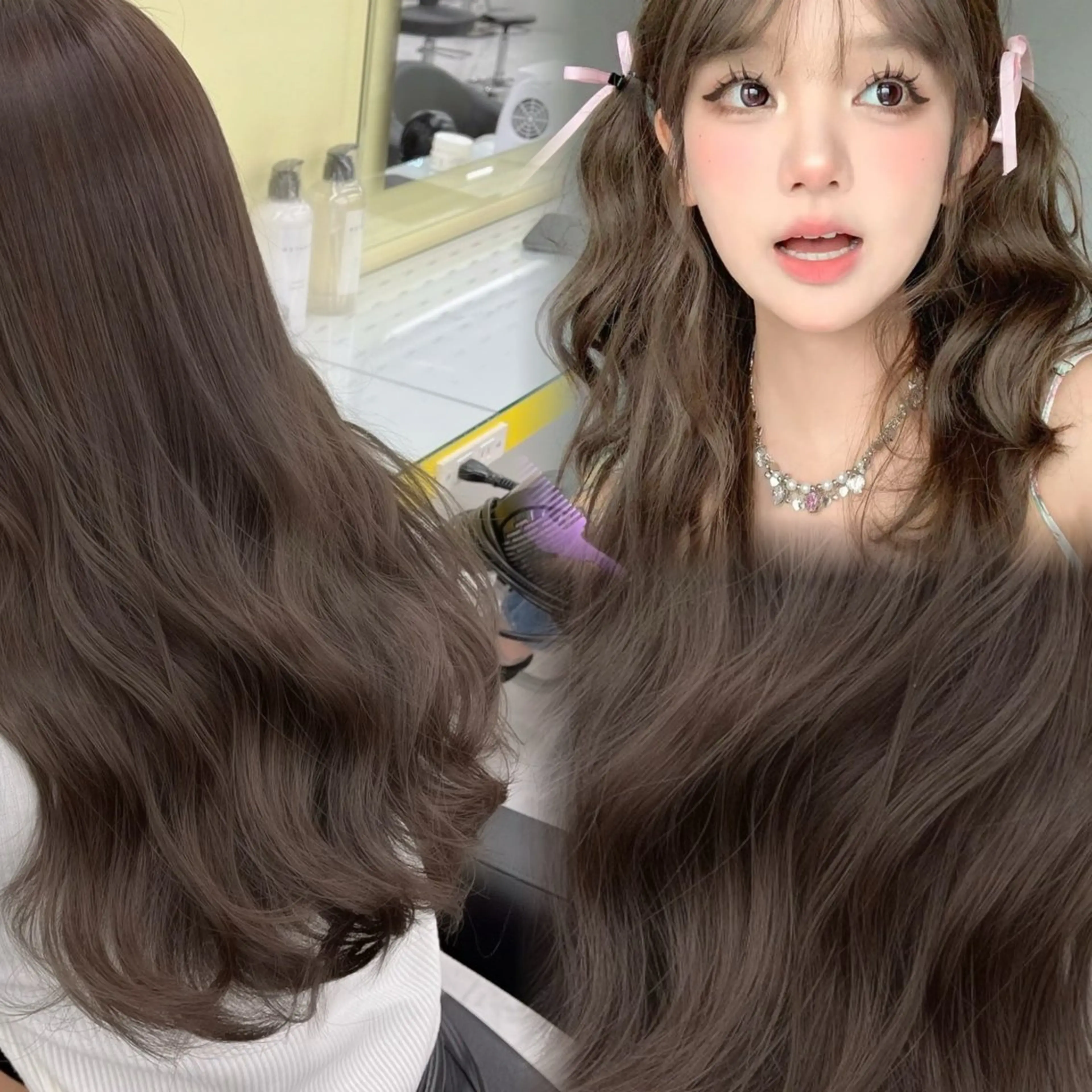 ロング カラー ヘアアレンジ 💎韓国/ レイヤー カット/ 暖色🫧のヘアスタイル