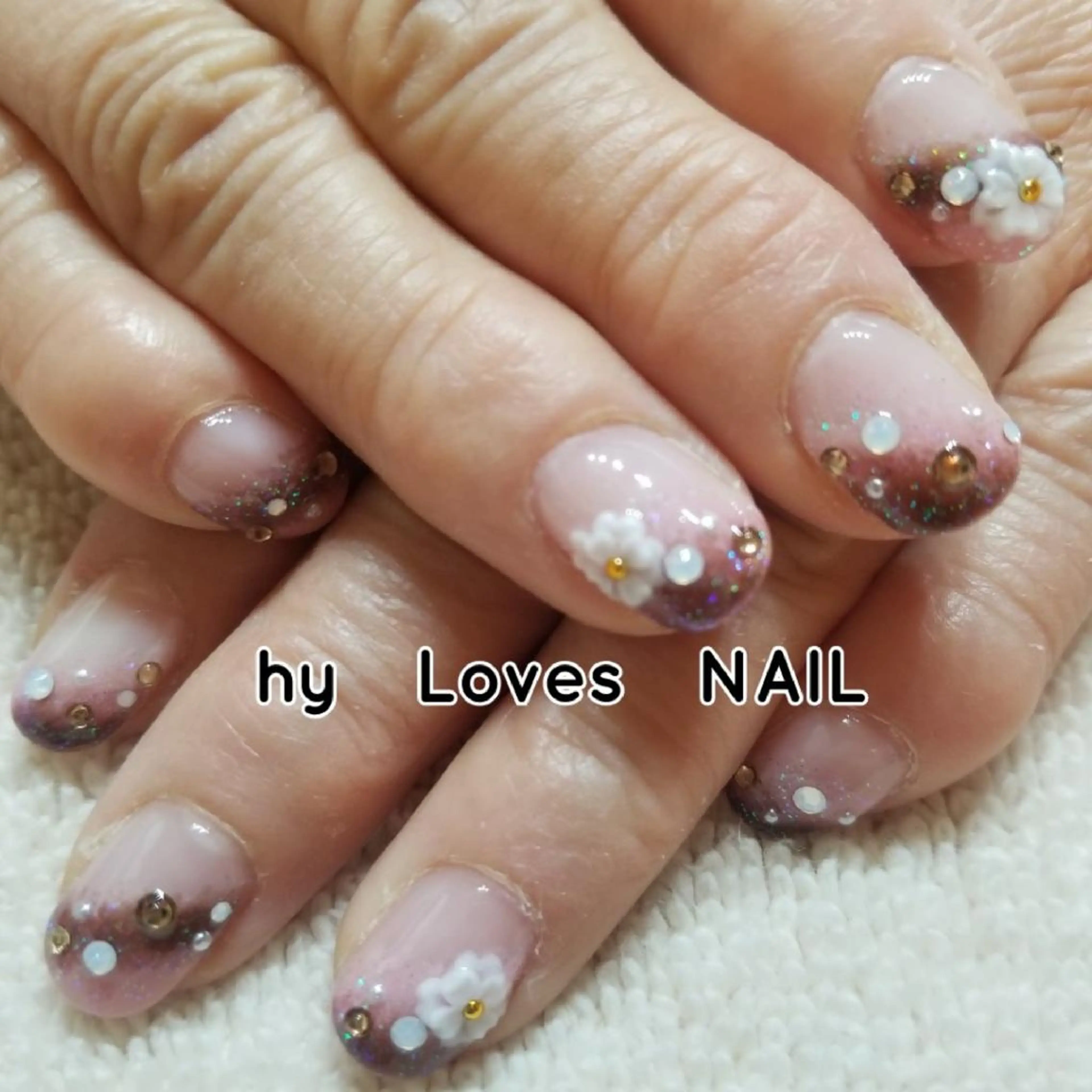 ネイル アートネイル ブラウン ダブルフレンチ フレンチネイル シンプルネイル ハンドネイル よしだ ひろきのネイルデザイン