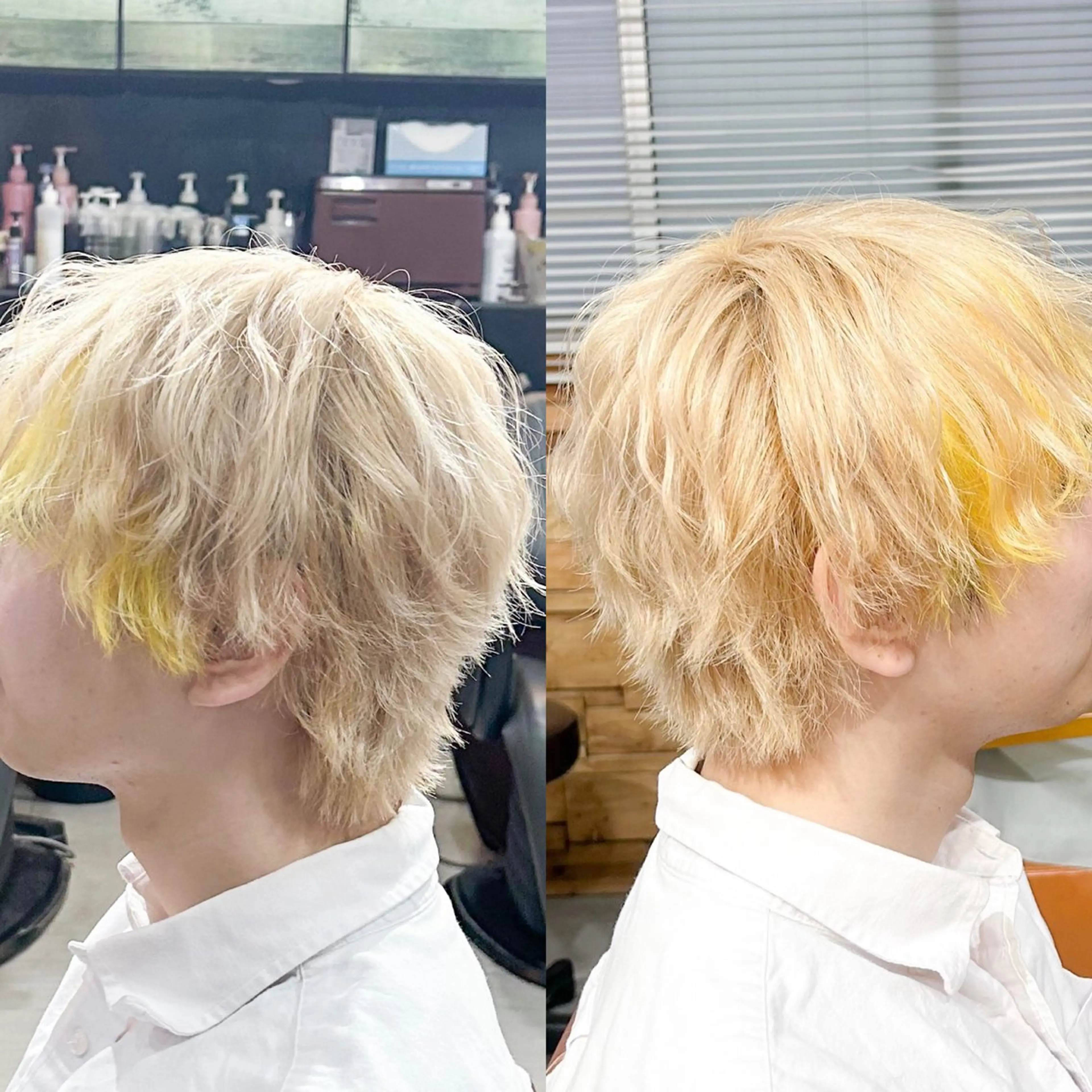 ショート カラー メンズ メンズブリーチ マッシュウルフ マッシュ メンズウルフカット ベージュカラー ヘアカラー かんばら りょーいのヘアスタイル