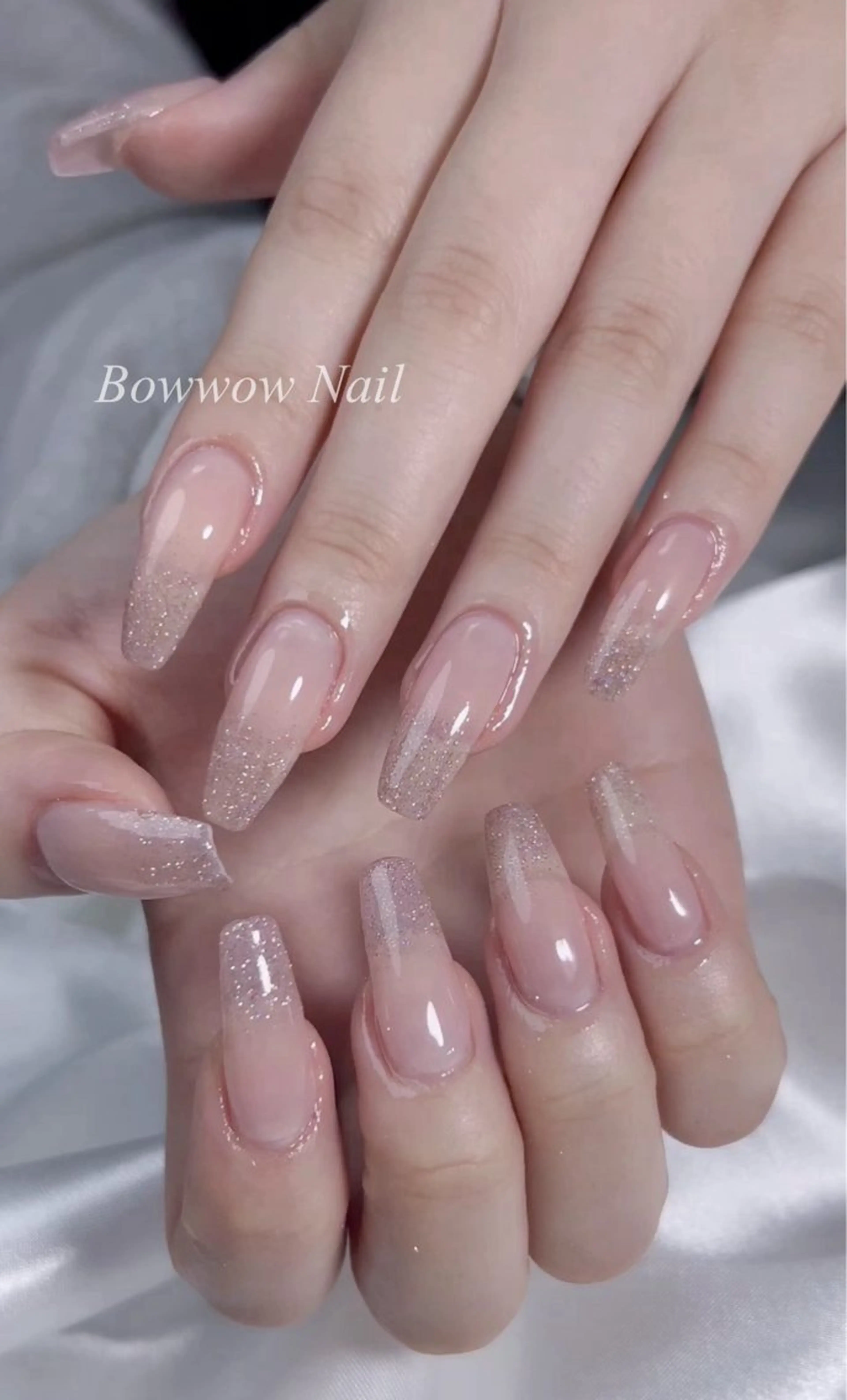 ネイル 長さ出し キラキラネイル ラメ(グリッター) ラメグラデーション 春ネイル ハンドネイル Bow wow Nail さや🧸のネイルデザイン