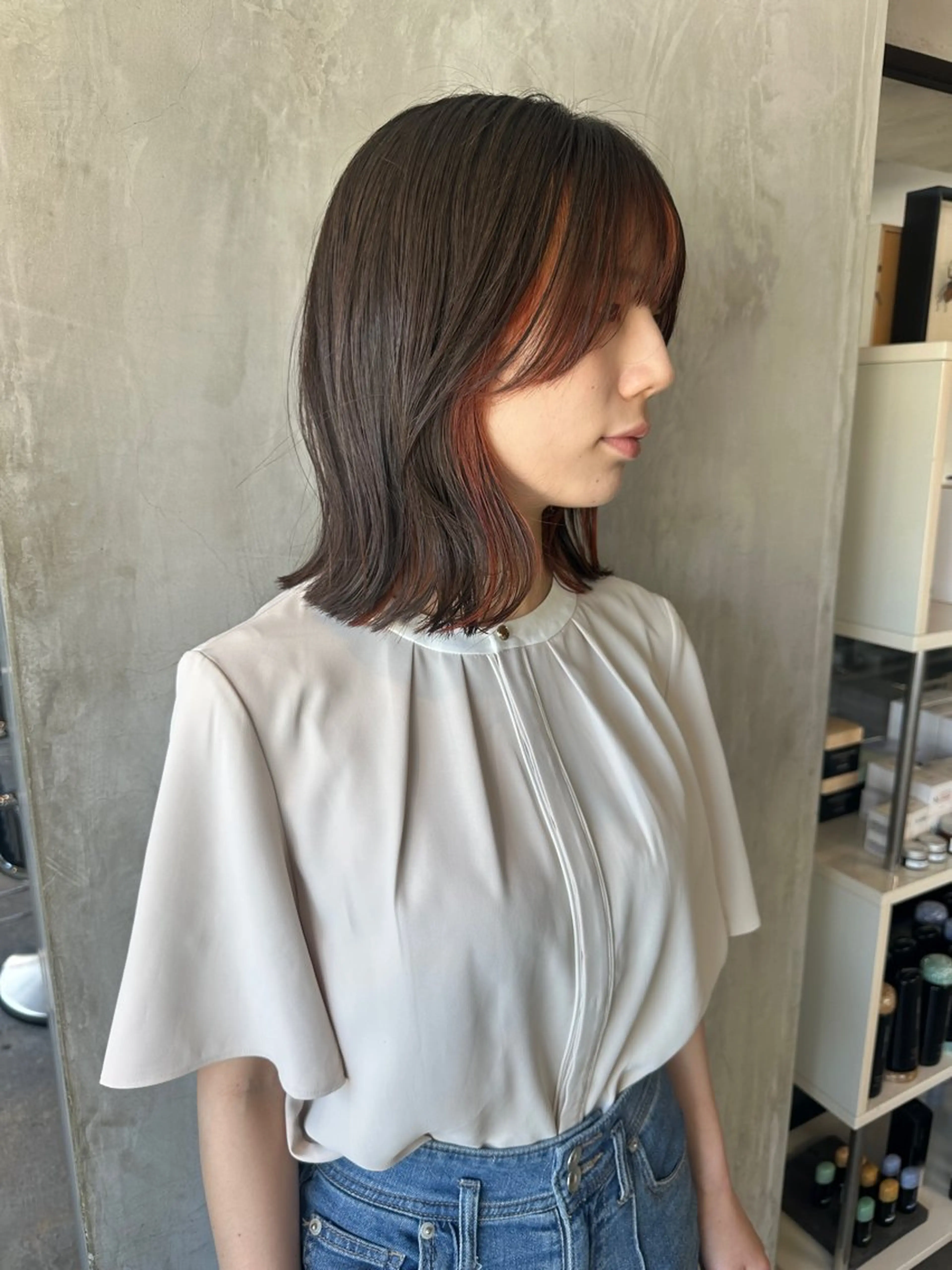 ショート カラー ヘアアレンジ オレンジ ピンクカラー stylist/蛯谷 珠里のヘアスタイル