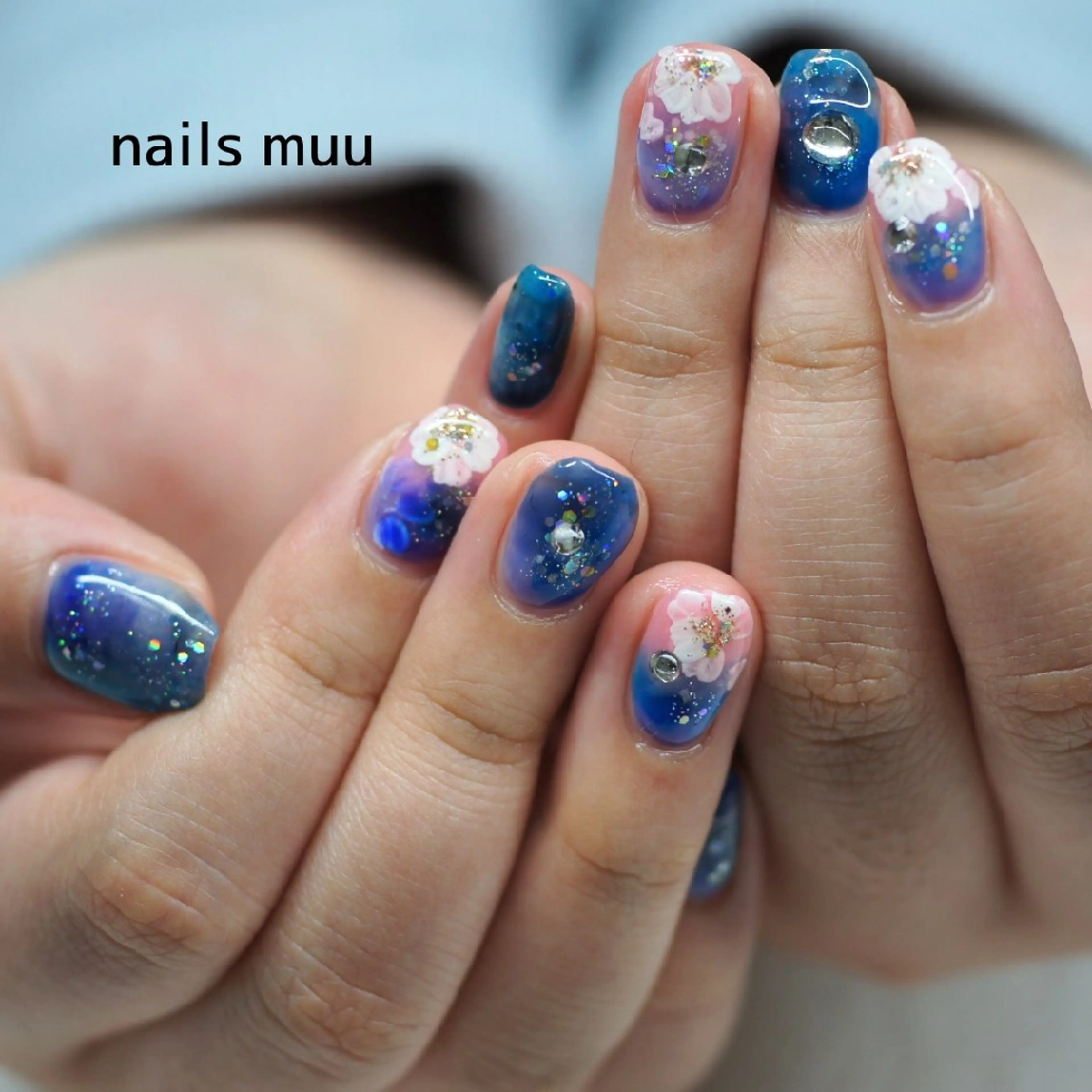 ネイル 桜ネイル フラワーネイル 春ネイル ハンドネイル nails muu まゆのネイルデザイン