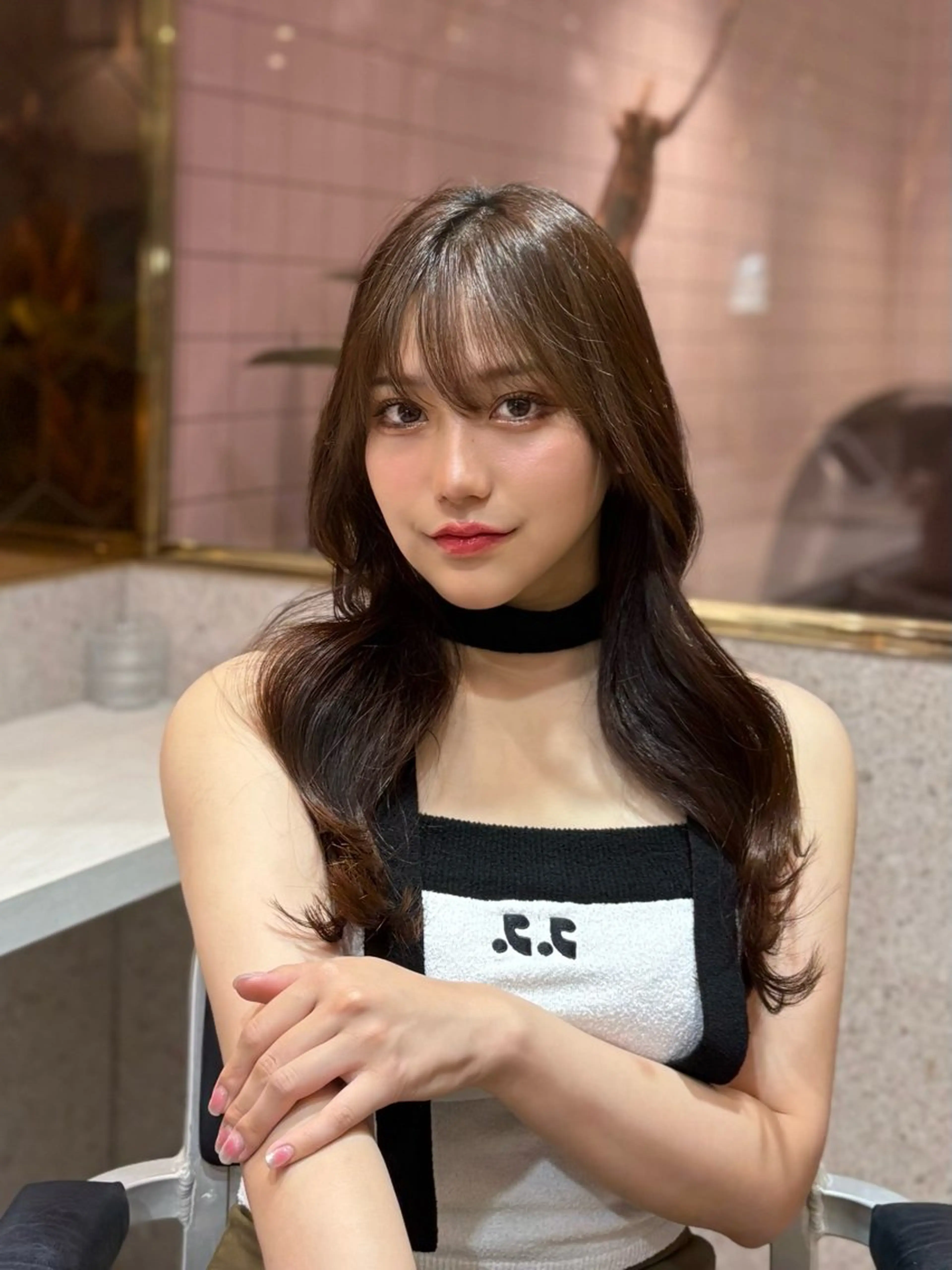 ロング カラー パーマ ヘアアレンジ カット ヘアカラー トリートメント 新宿/小顔レイヤー/ 顔まわり/西慶太朗のヘアスタイル